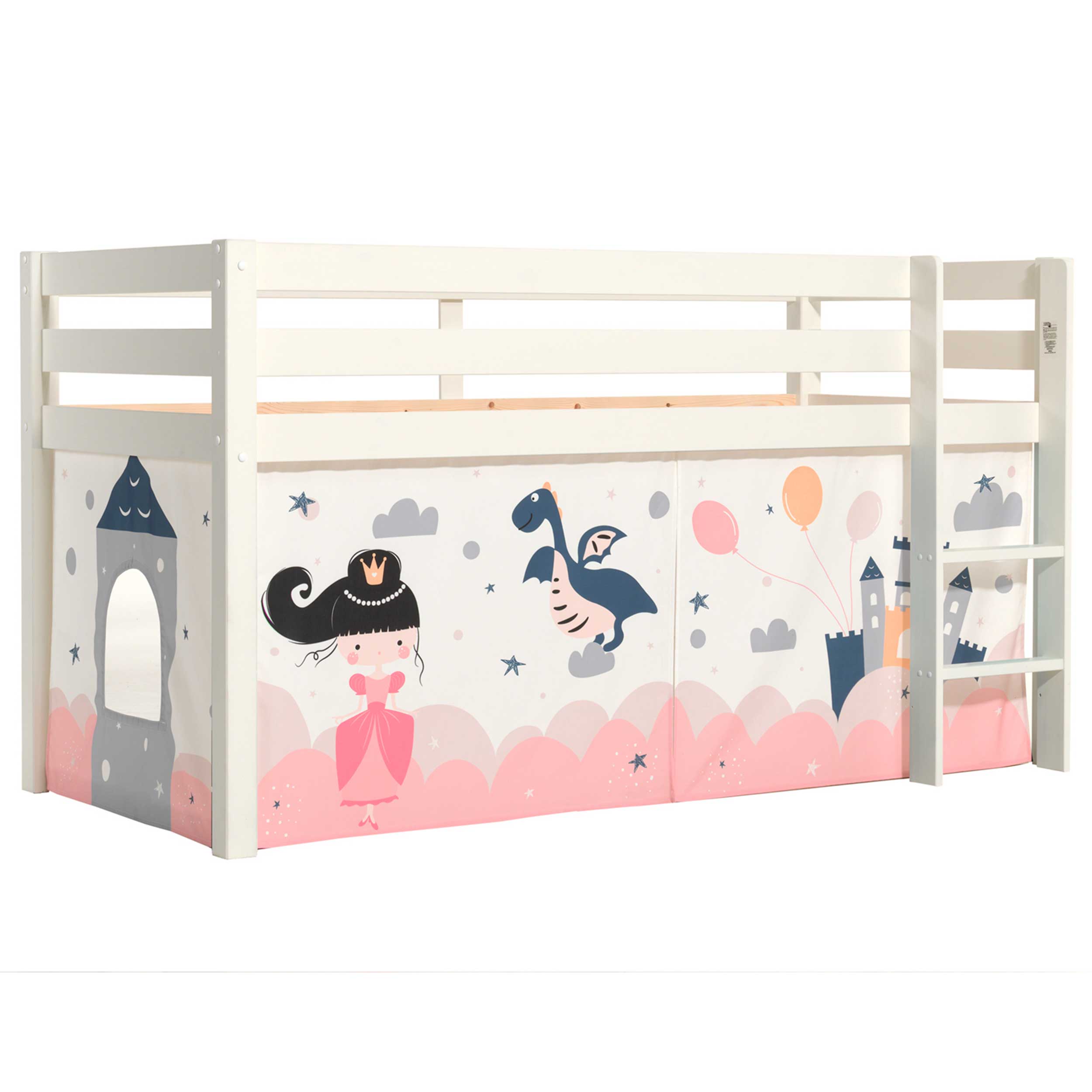 Lit mi-hauteur Charlotte avec tente de lit Princess Sophie - blanc - Image 6