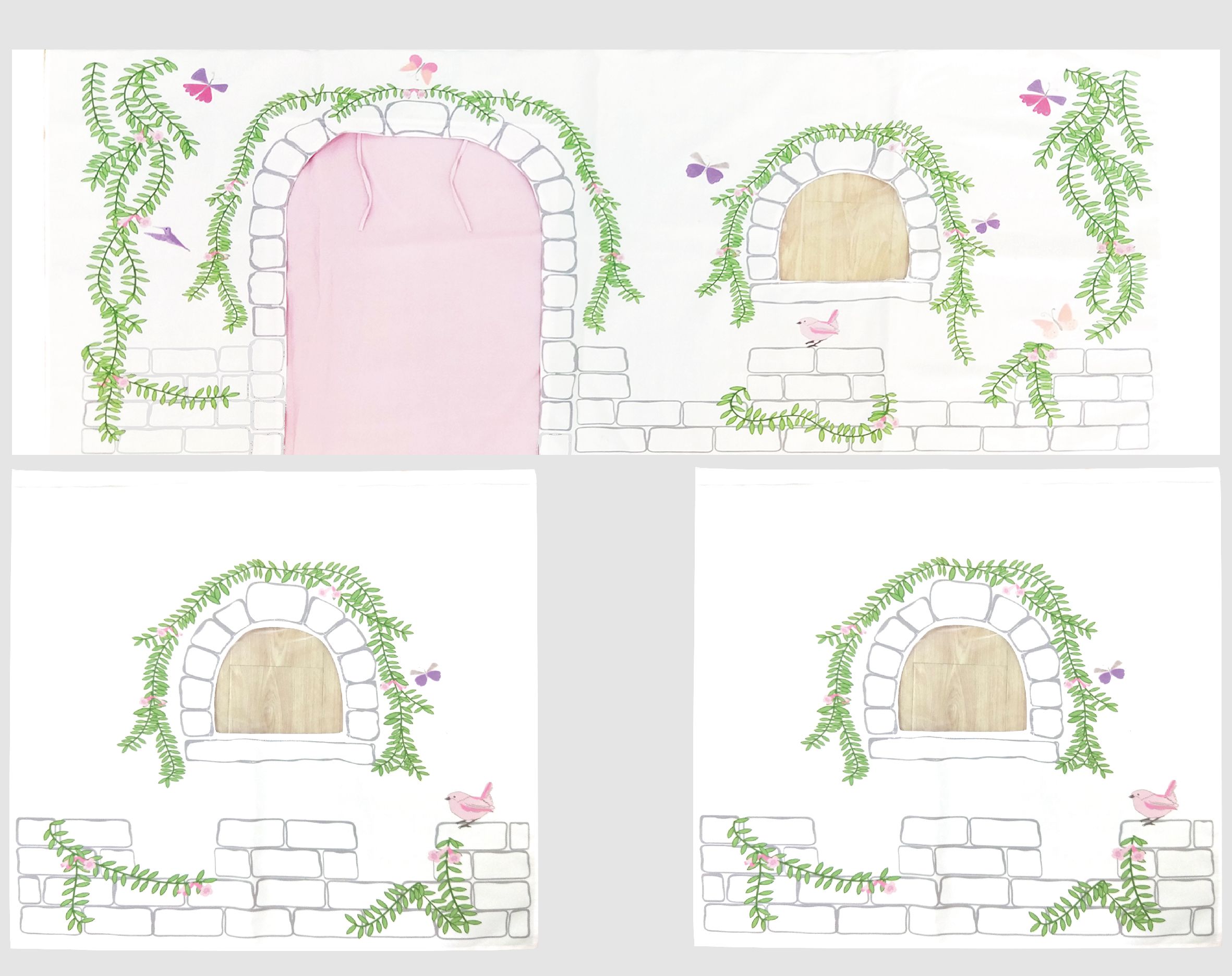 Lit mi-hauteur Charlotte avec tente de lit & sacs de rangement Birdy - gris - Image 4