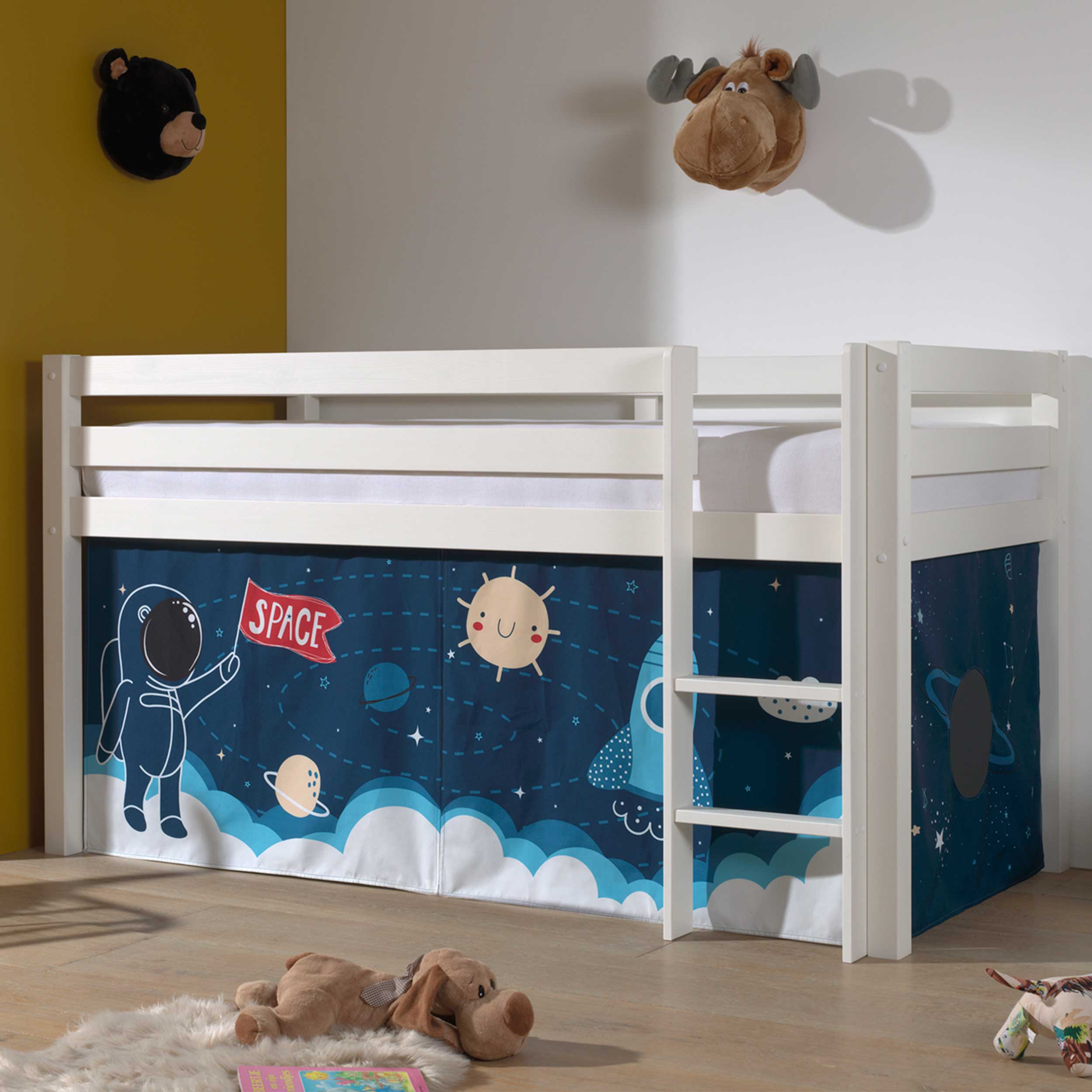 Lit mi-hauteur Charlotte avec tente de lit Space Shuttle - blanc