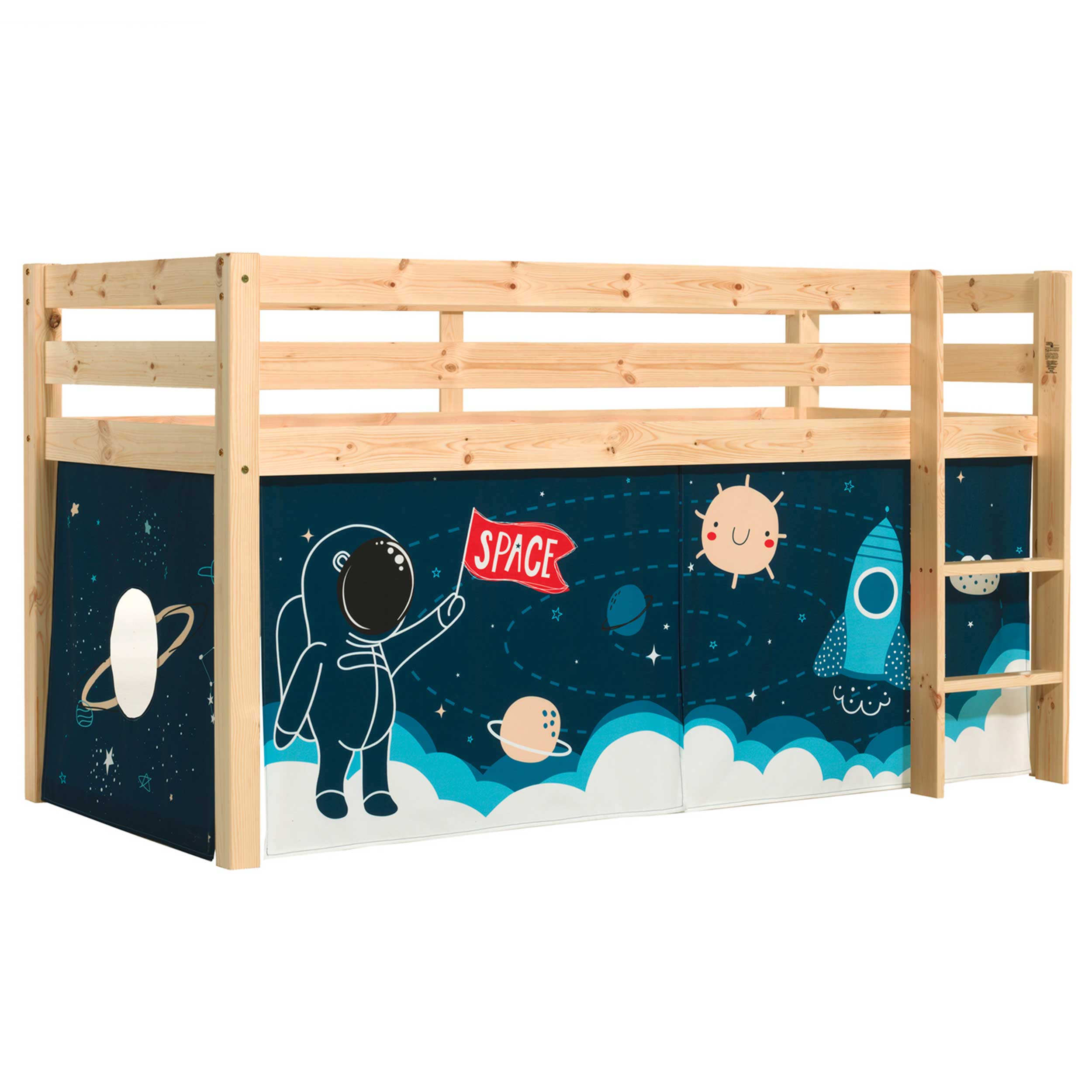 Lit mi-hauteur Charlotte avec tente de lit Space Shuttle - bois de pin - Image 6