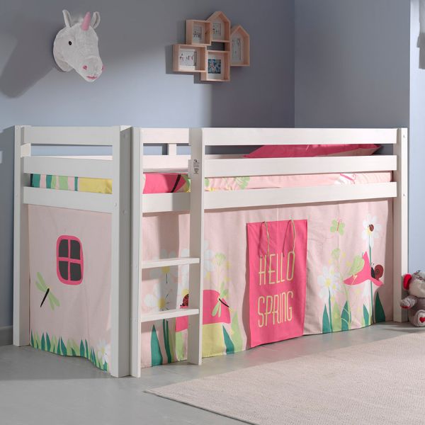 Lit mi-hauteur Charlotte avec tente de lit Spring - blanc