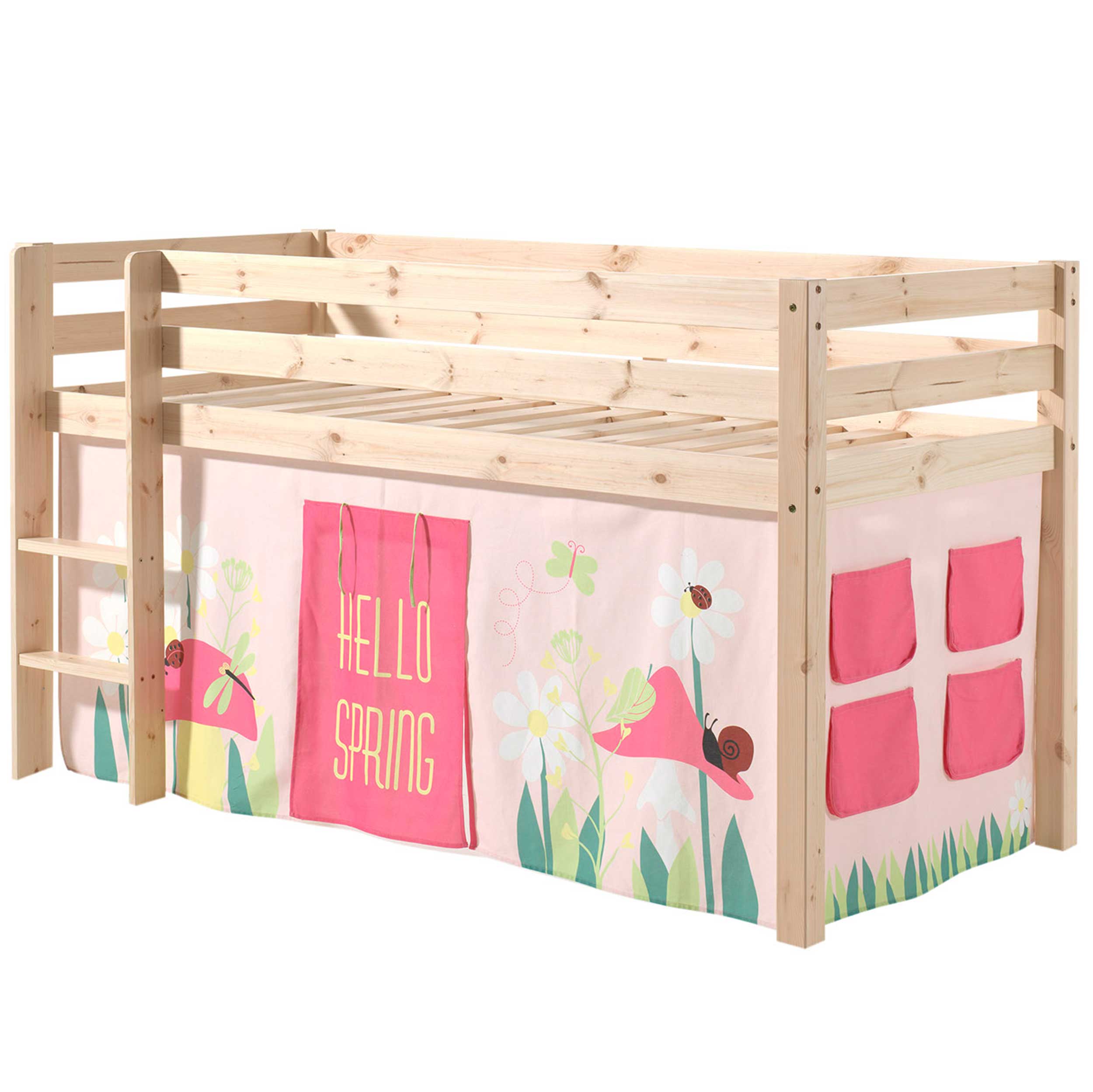 Lit mi-hauteur Charlotte avec tente de lit Spring - bois de pin - Image 6