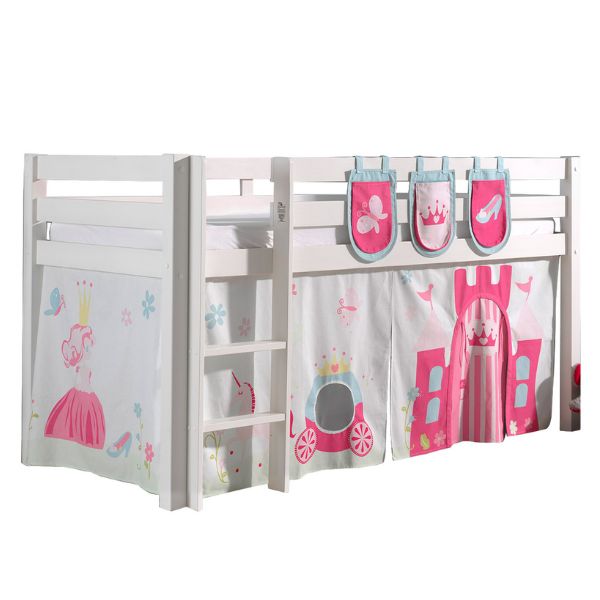 Lit mi-hauteur Charlotte avec tente et sacs de rangement Princess II - blanc - Image 6