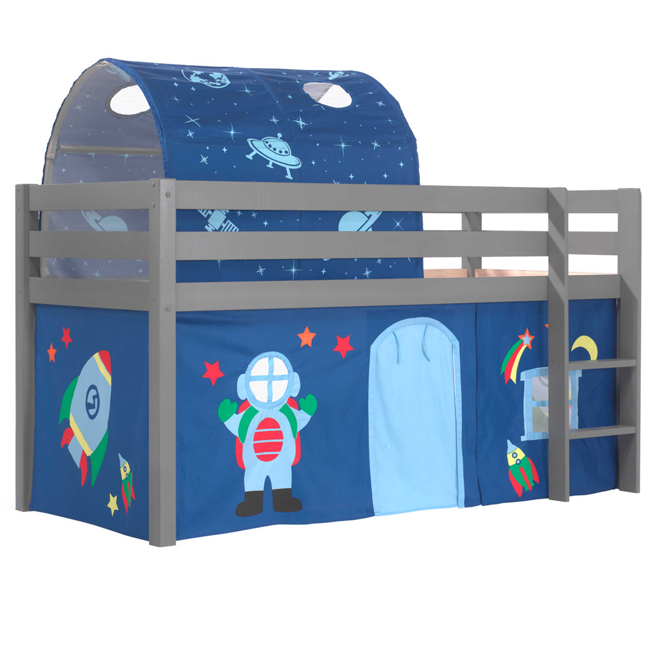 Lit mi-hauteur Charlotte avec tente et tunnel de lit Astro - gris - Image 7