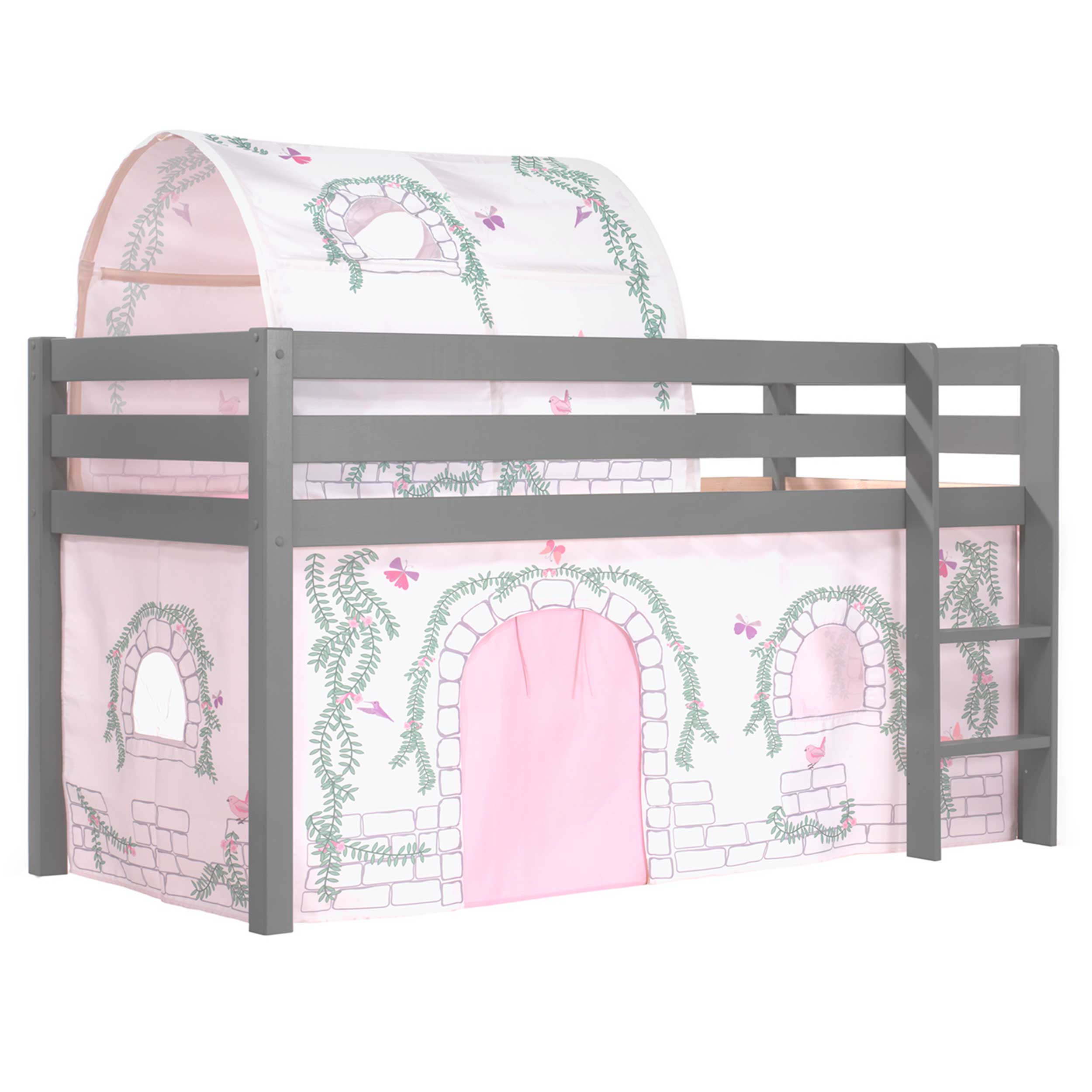 Lit mi-hauteur Charlotte avec tente et tunnel de lit Birdy - gris - Image 7