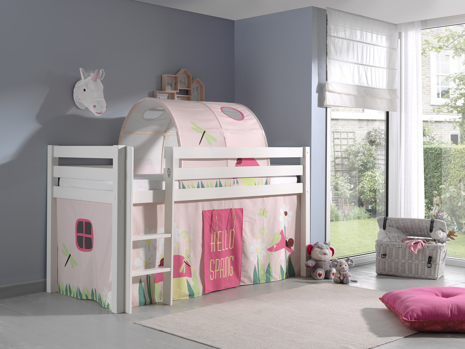 Lit mi-hauteur Charlotte avec tente et tunnel de lit Spring - blanc - Image 6