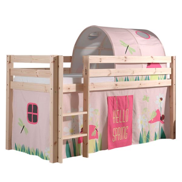 Lit mi-hauteur Charlotte avec tente et tunnel de lit Spring - bois de pin - Image 6