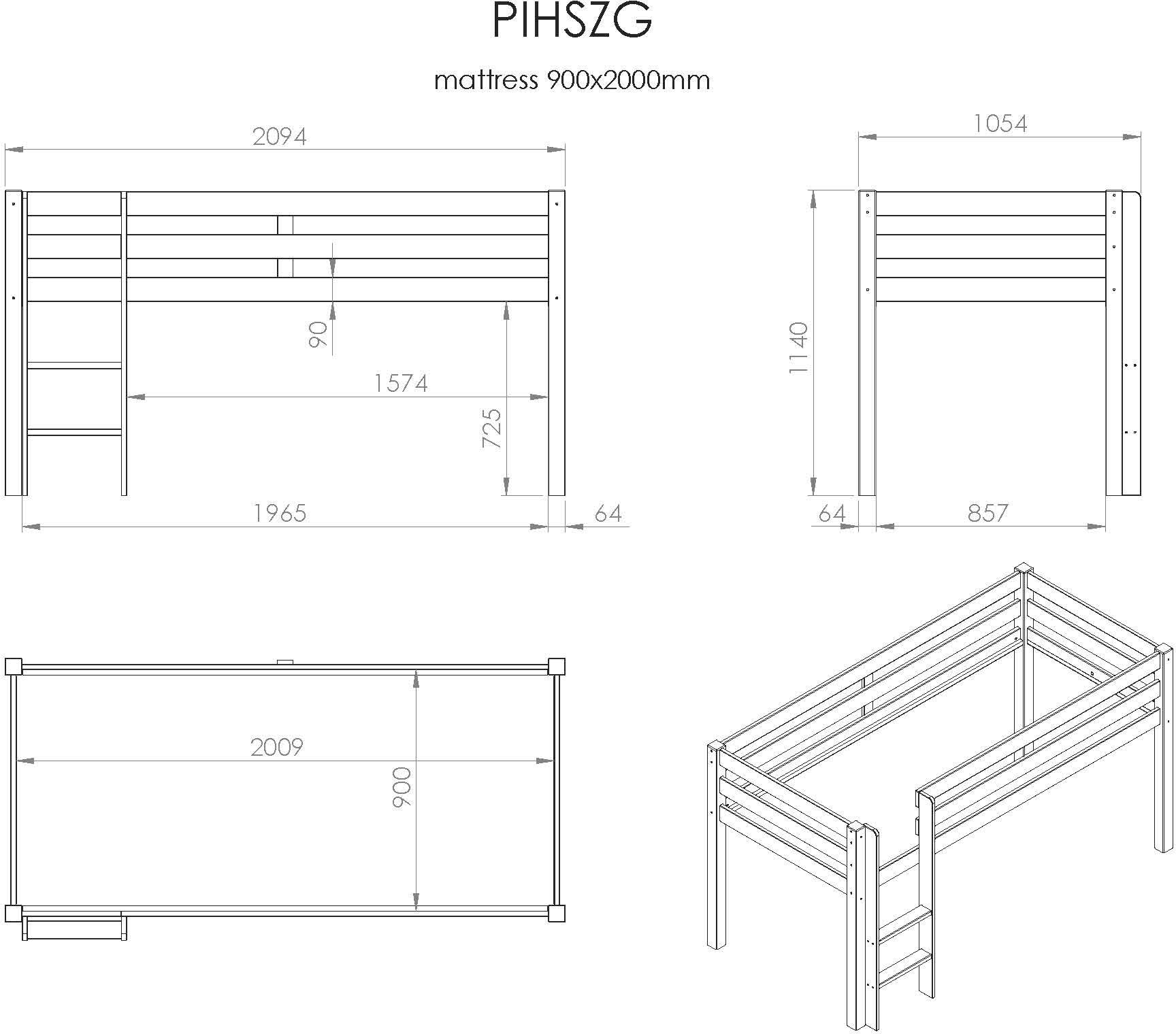 Lit mi-hauteur Charlotte - blanc - Image 2