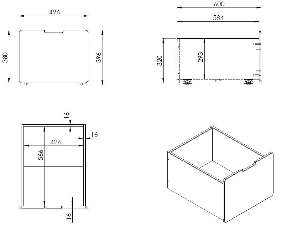 Lit mi-hauteur Pip avec 3 tiroirs 90 x 200 bois de pin - gris - Image 2