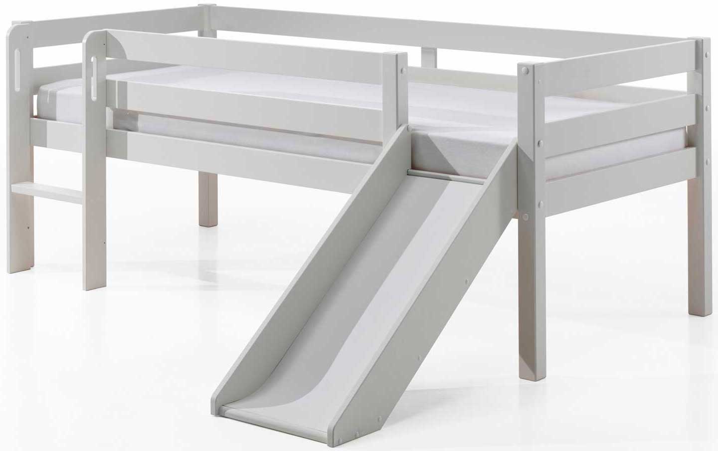 Lit mi-hauteur Pip avec toboggan 90 x 200 bois de pin - blanc - Image 4