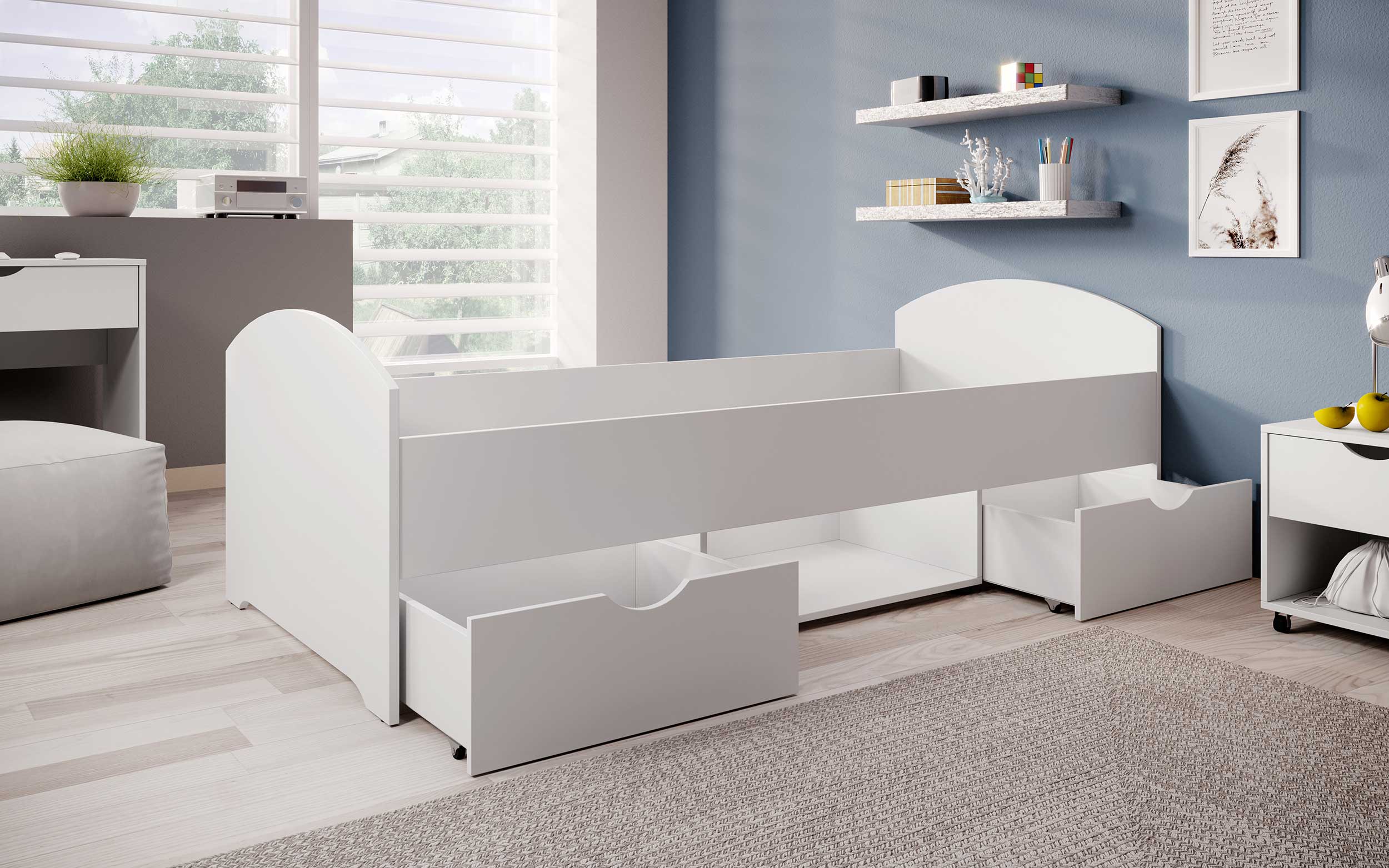 Lit Nero 90x200 avec 2 tiroirs - blanc - Image 4