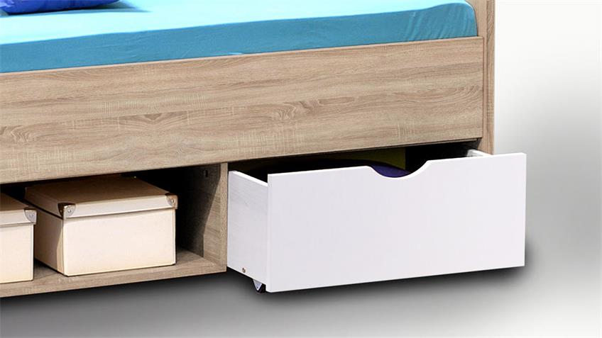 Lit Nero 90x200 avec 2 tiroirs - chêne sonoma/blanc - Image 5