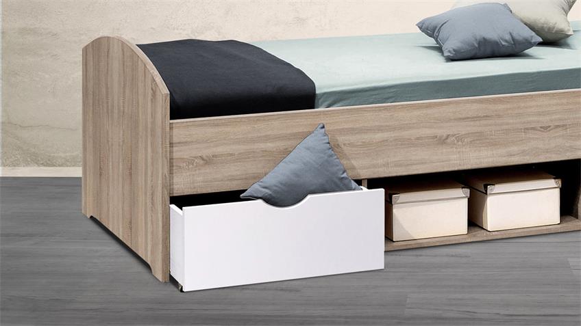 Lit Nero 90x200 avec 2 tiroirs - chêne sonoma/blanc - Image 6