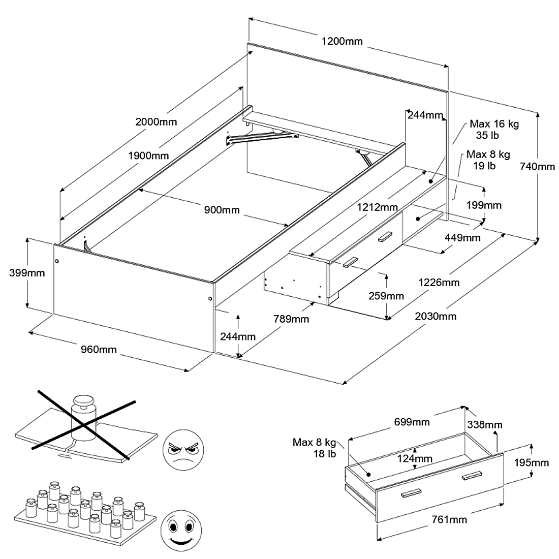 Lit pour enfant Gemma avec tiroir - blanc - Image 6