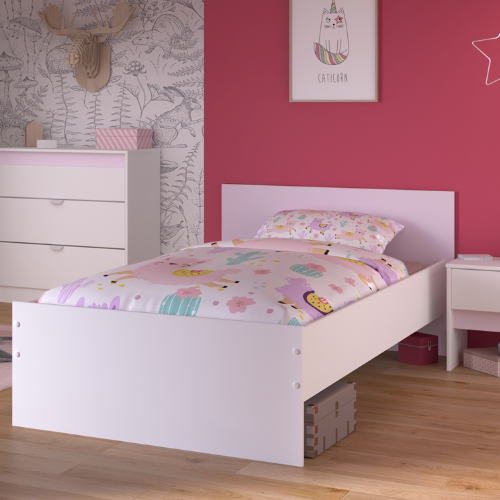 Lit Rue 90x190 - blanc/gris ou blanc/rose - Image 8