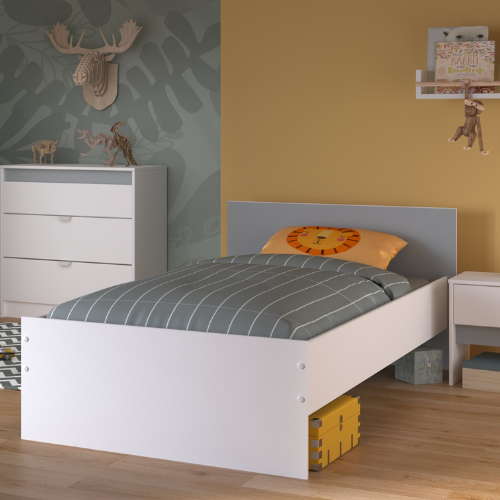 Lit Rue 90x200 - blanc/gris ou blanc/rose