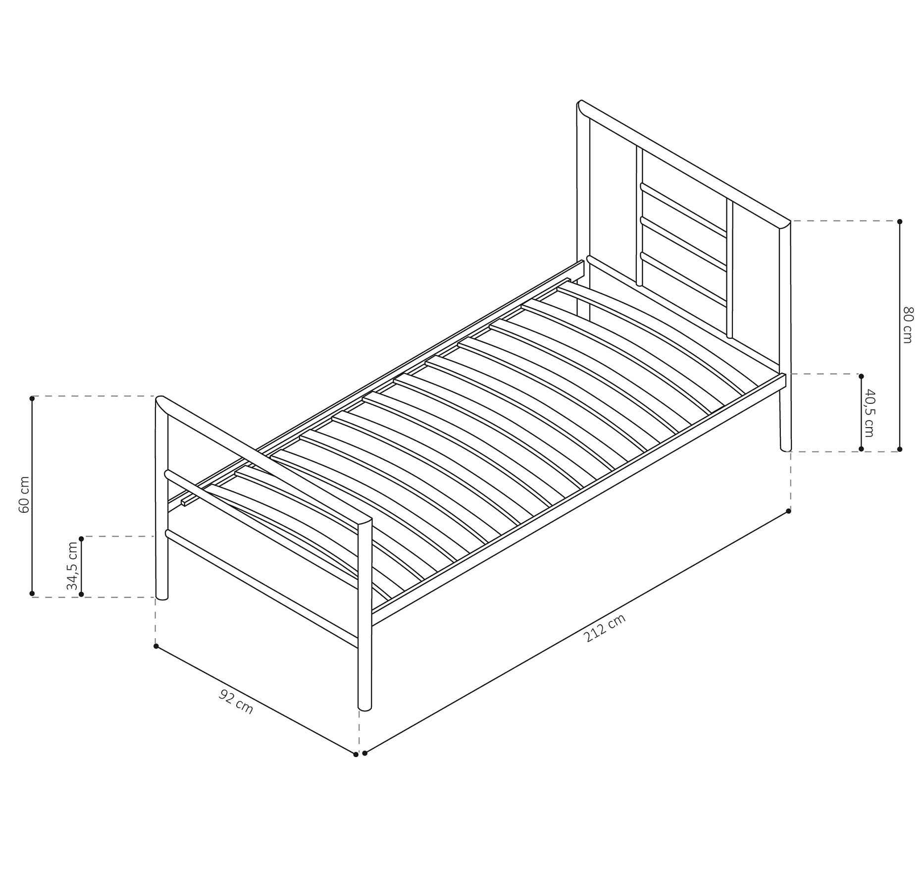 Lit Sandro 90x200 métal - gris - Image 3