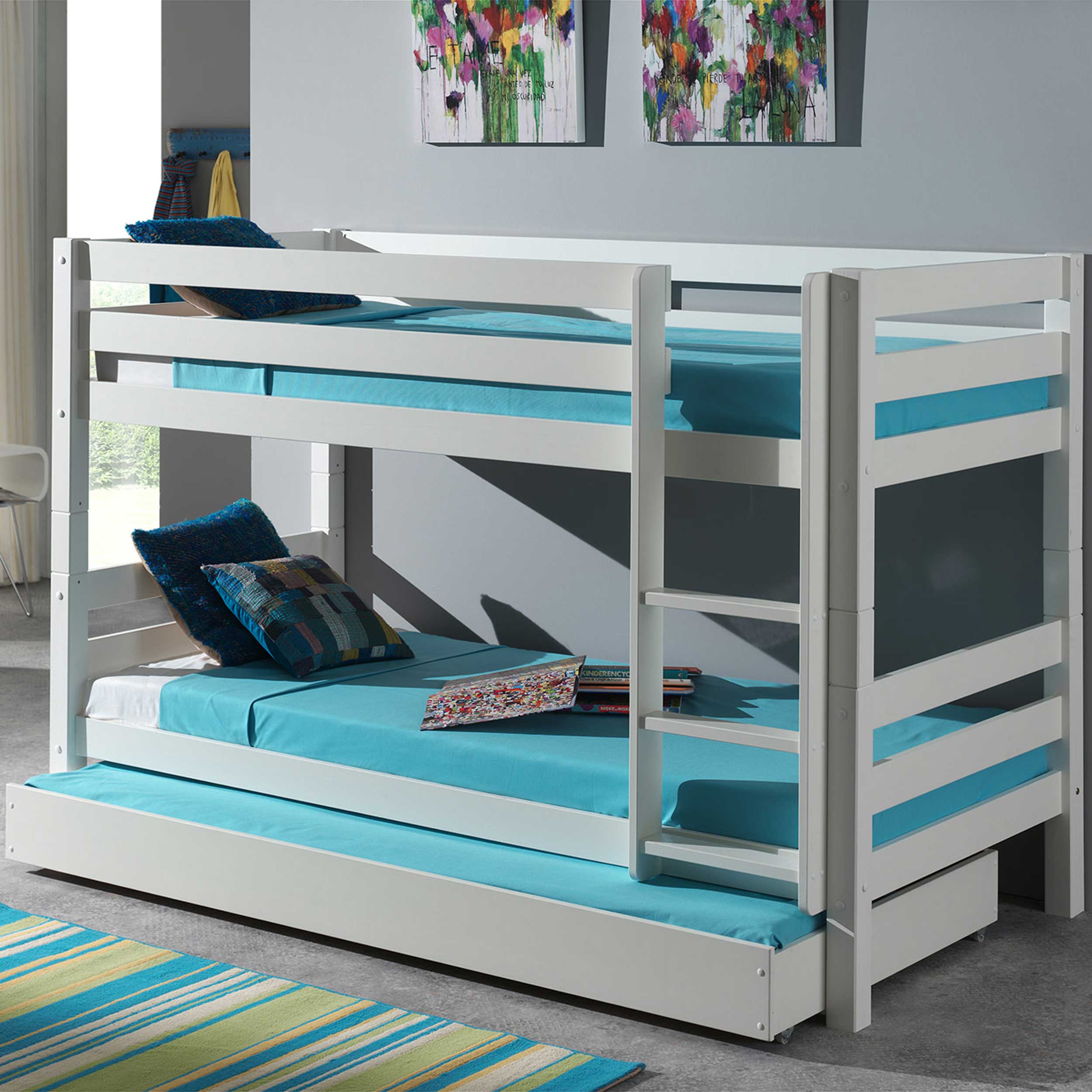 Lit superposé Claire bas avec tiroir de lit - blanc