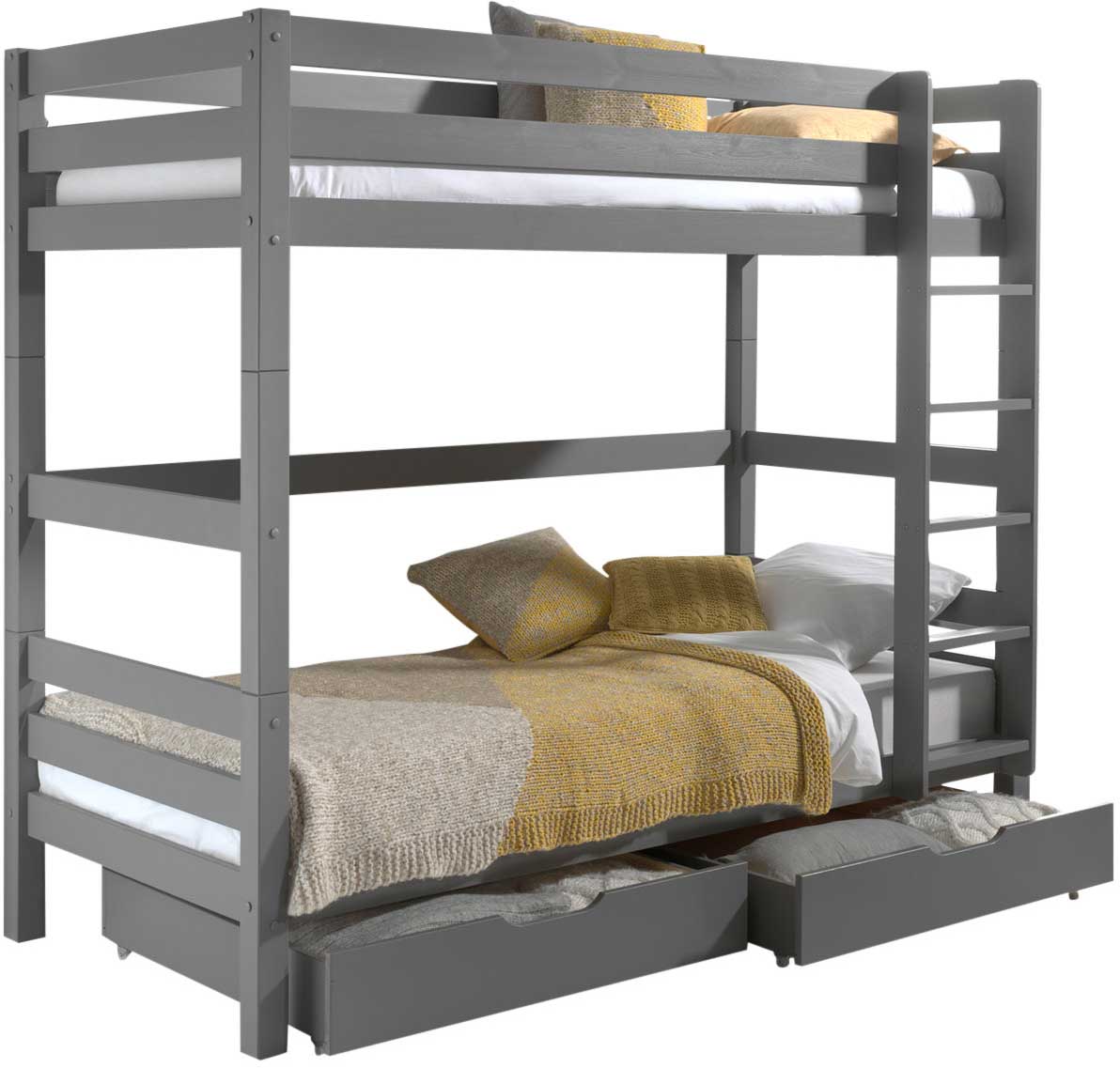 Lit superposé Claire haut avec 2 tiroirs - gris - Image 7