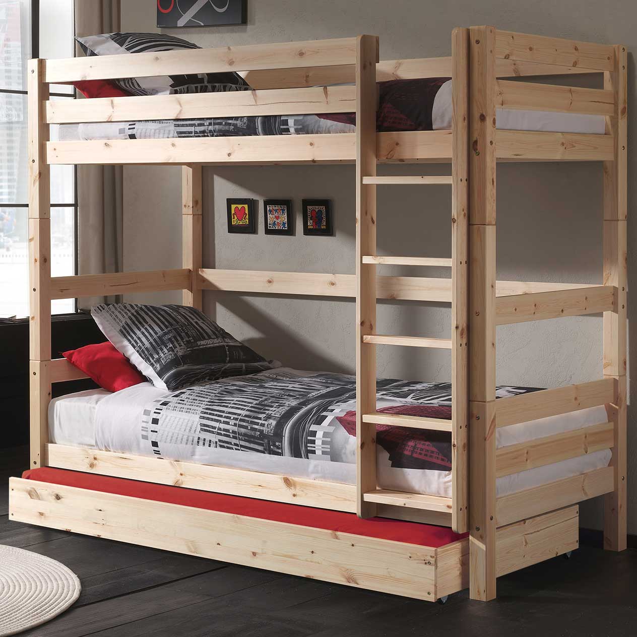 Lit superposé Claire haut avec tiroir de lit - bois de pin