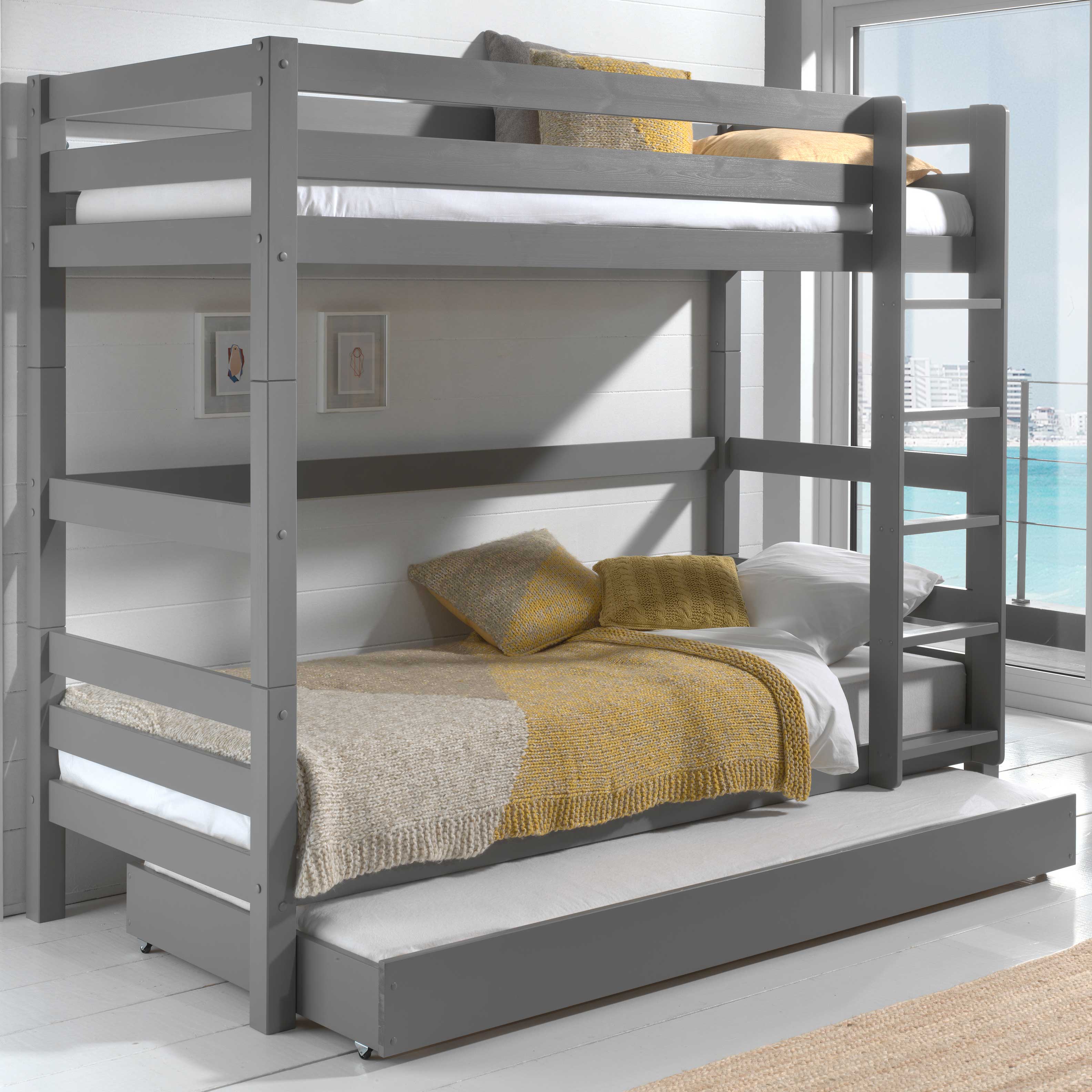 Lit superposé Claire haut avec tiroir de lit - gris