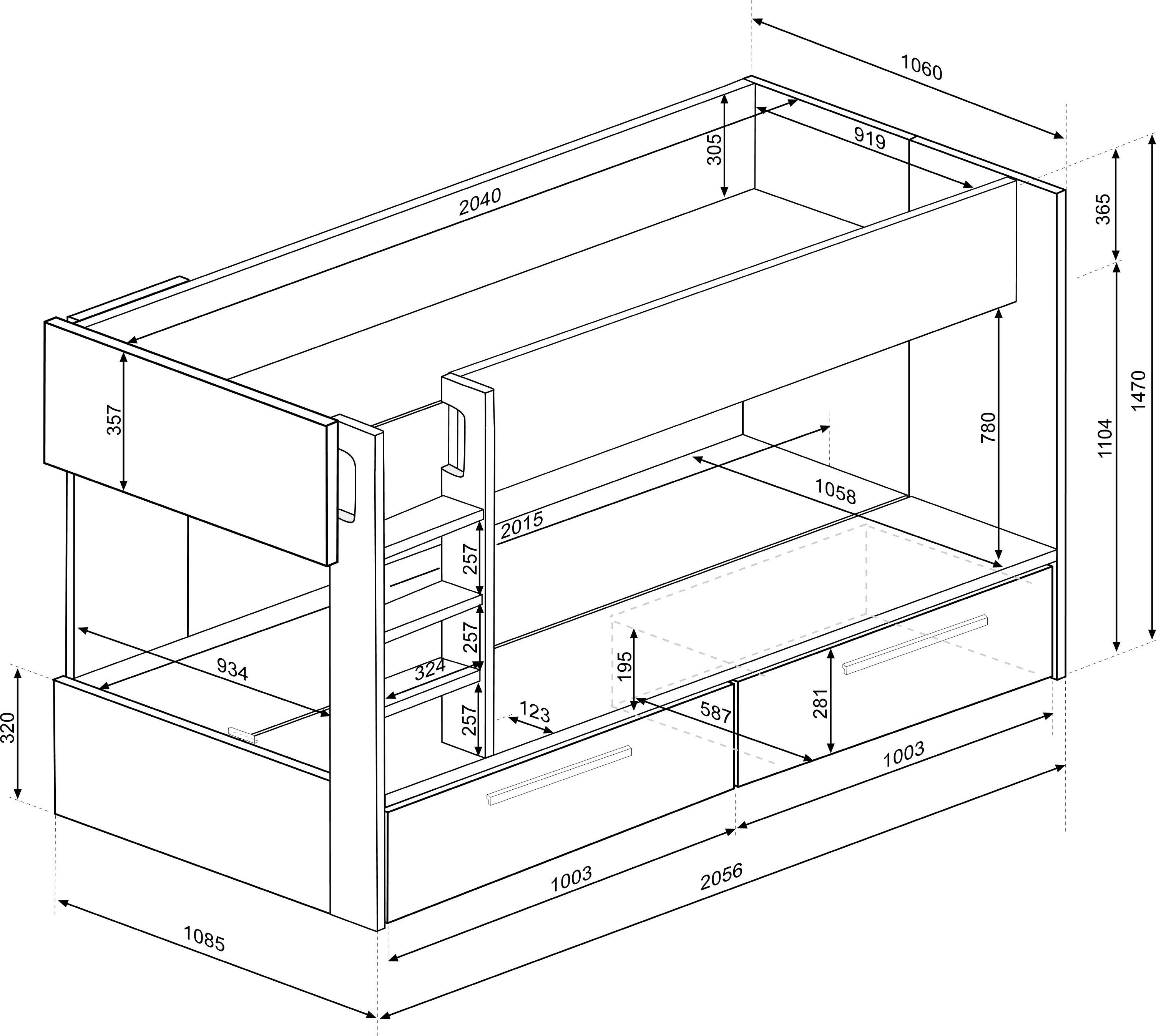 Lit superposé Fleur avec tiroirs de lit - vieux rose - Image 3