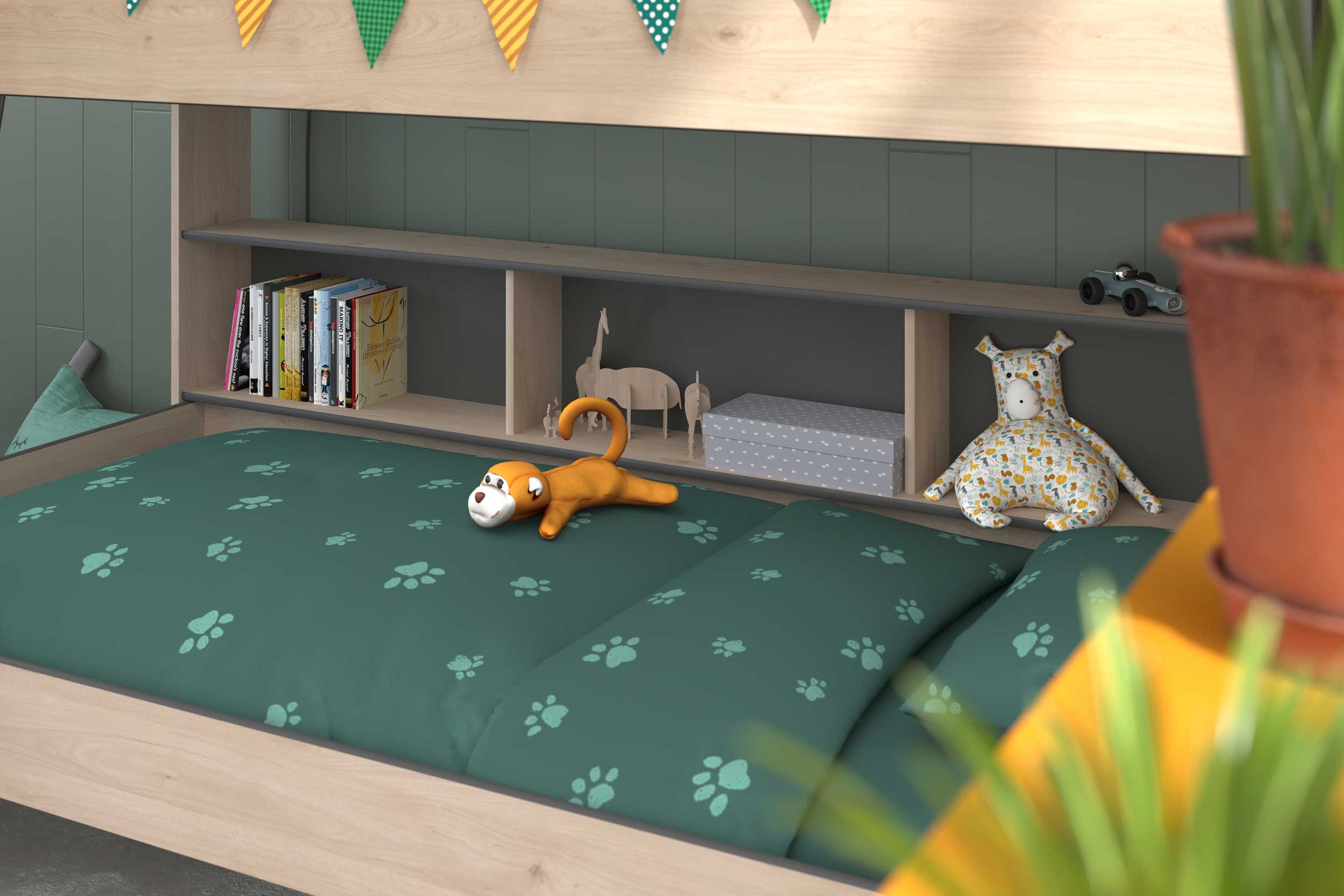 Lit superposé Leo incl. sommiers - chêne/gris - Image 12