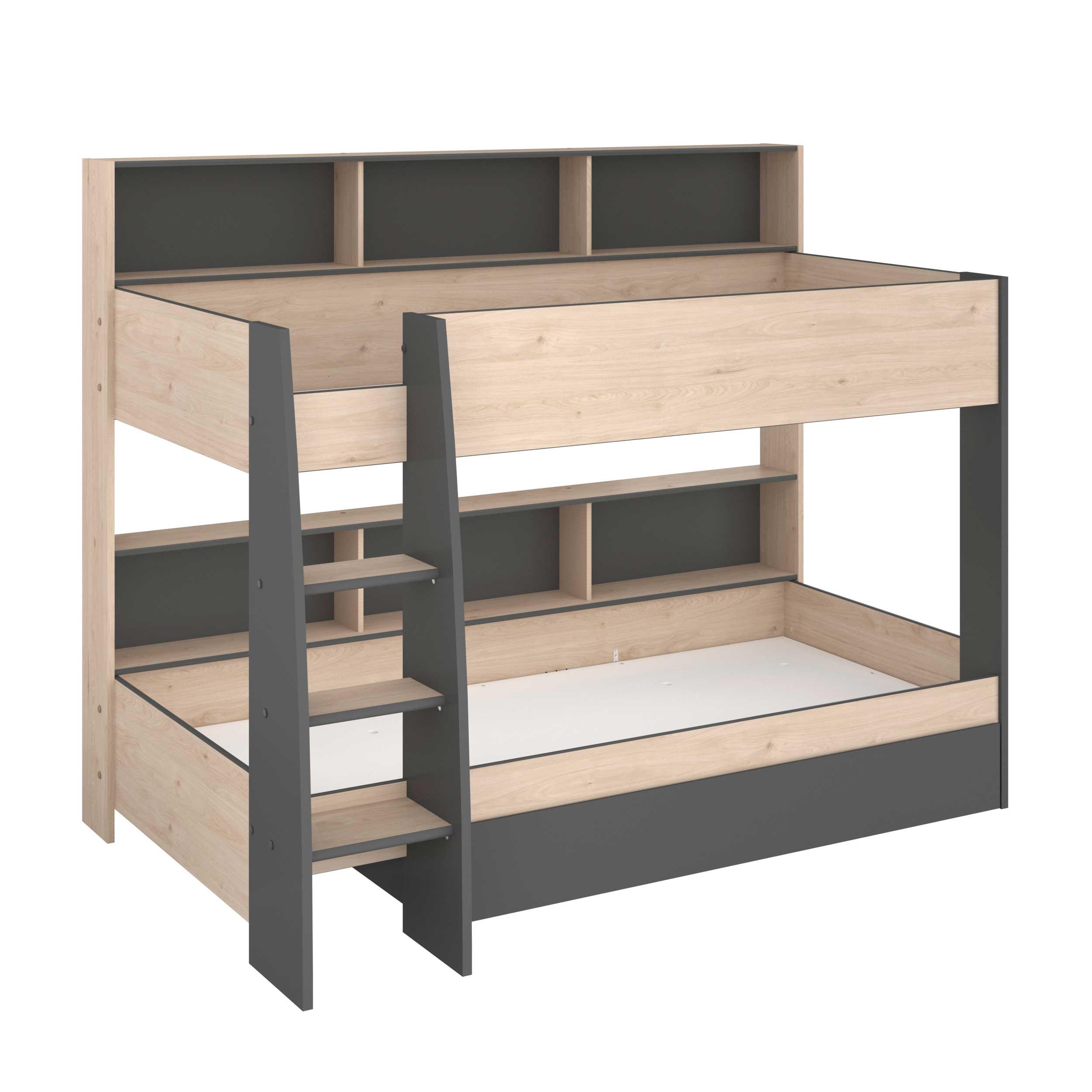 Lit superposé Leo incl. sommiers - chêne/gris - Image 7