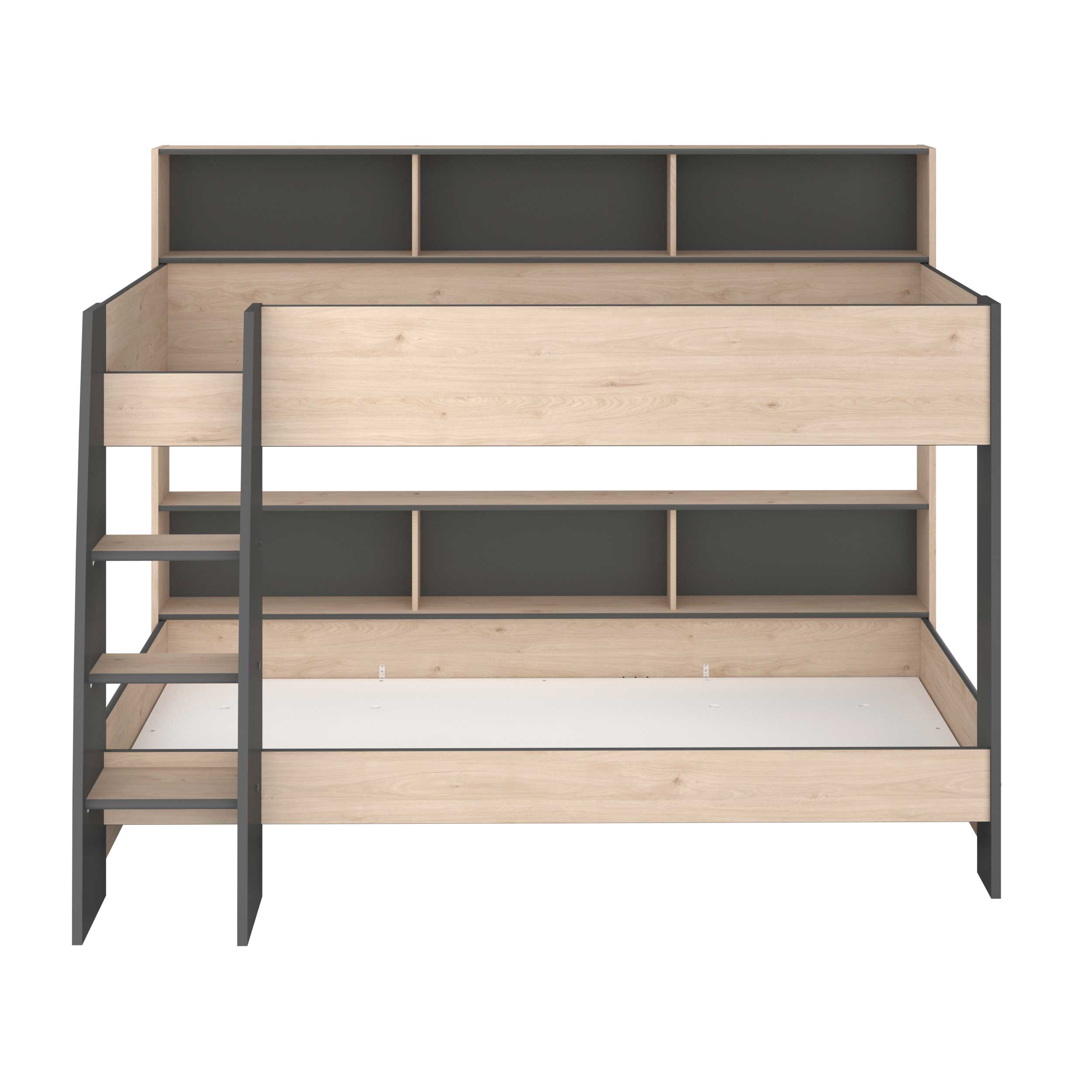 Lit superposé Leo incl. sommiers - chêne/gris - Image 9