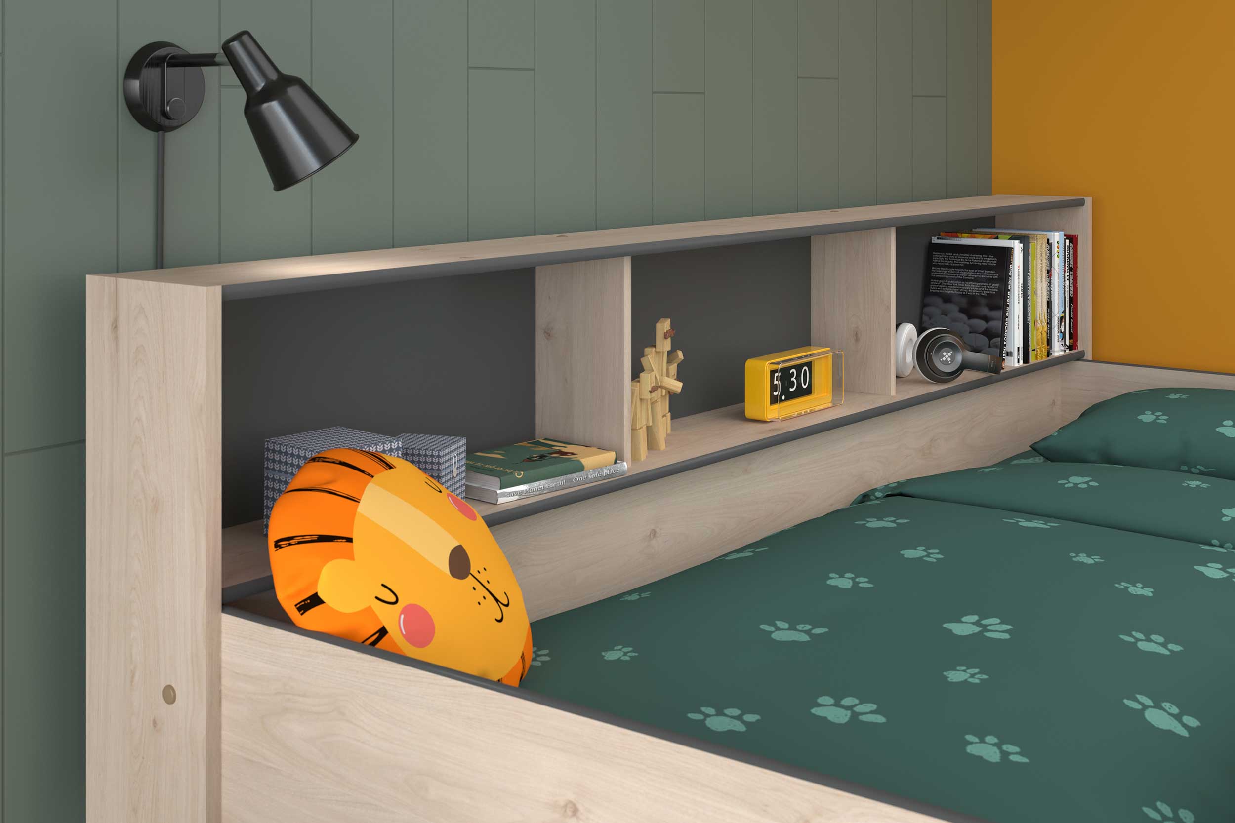 Lit superposé Leo incl. sommiers - chêne/gris - Image 10