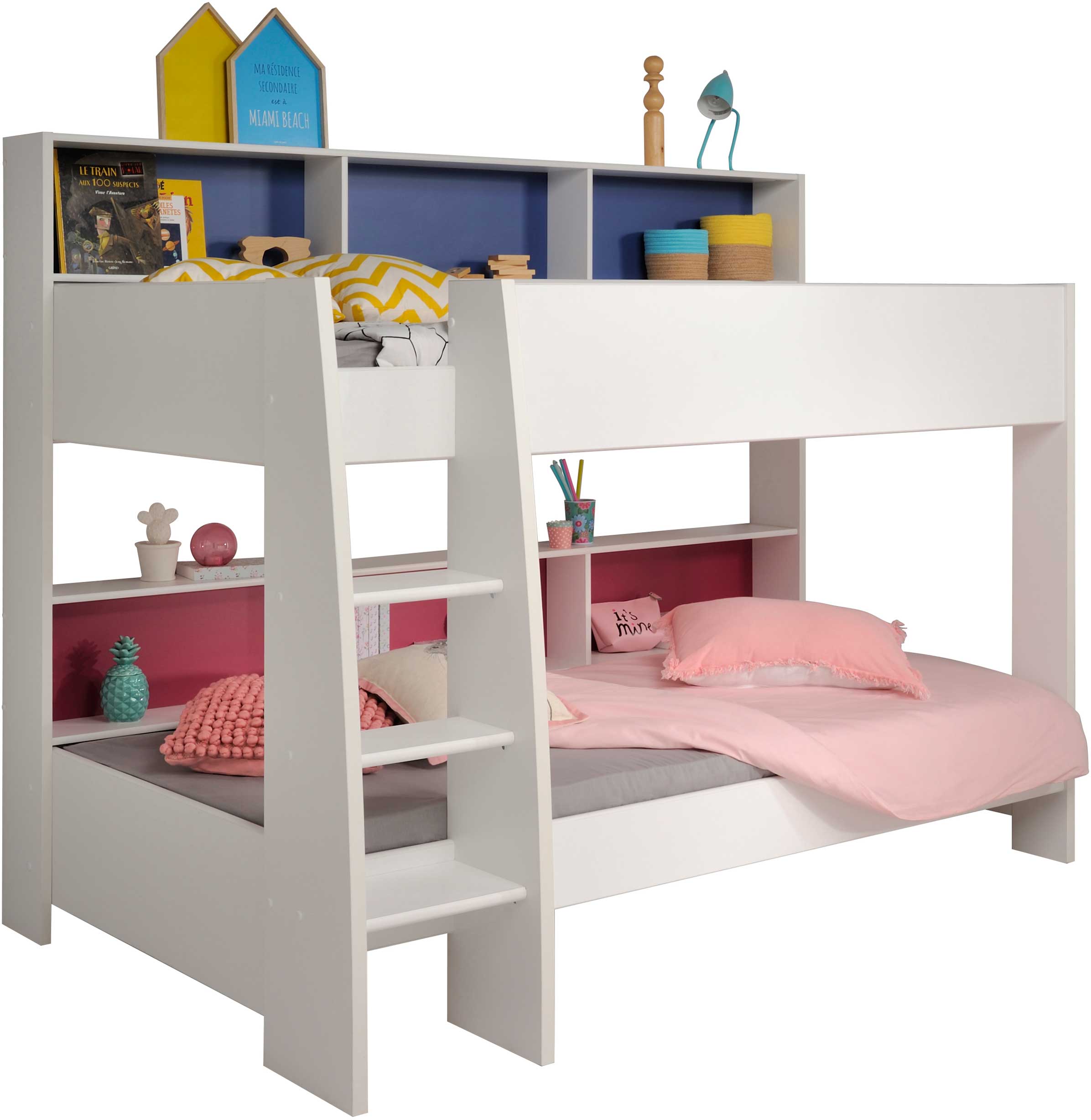 Lit superposé Leon sommiers incl. - blanc/bleu/rose - Image 6