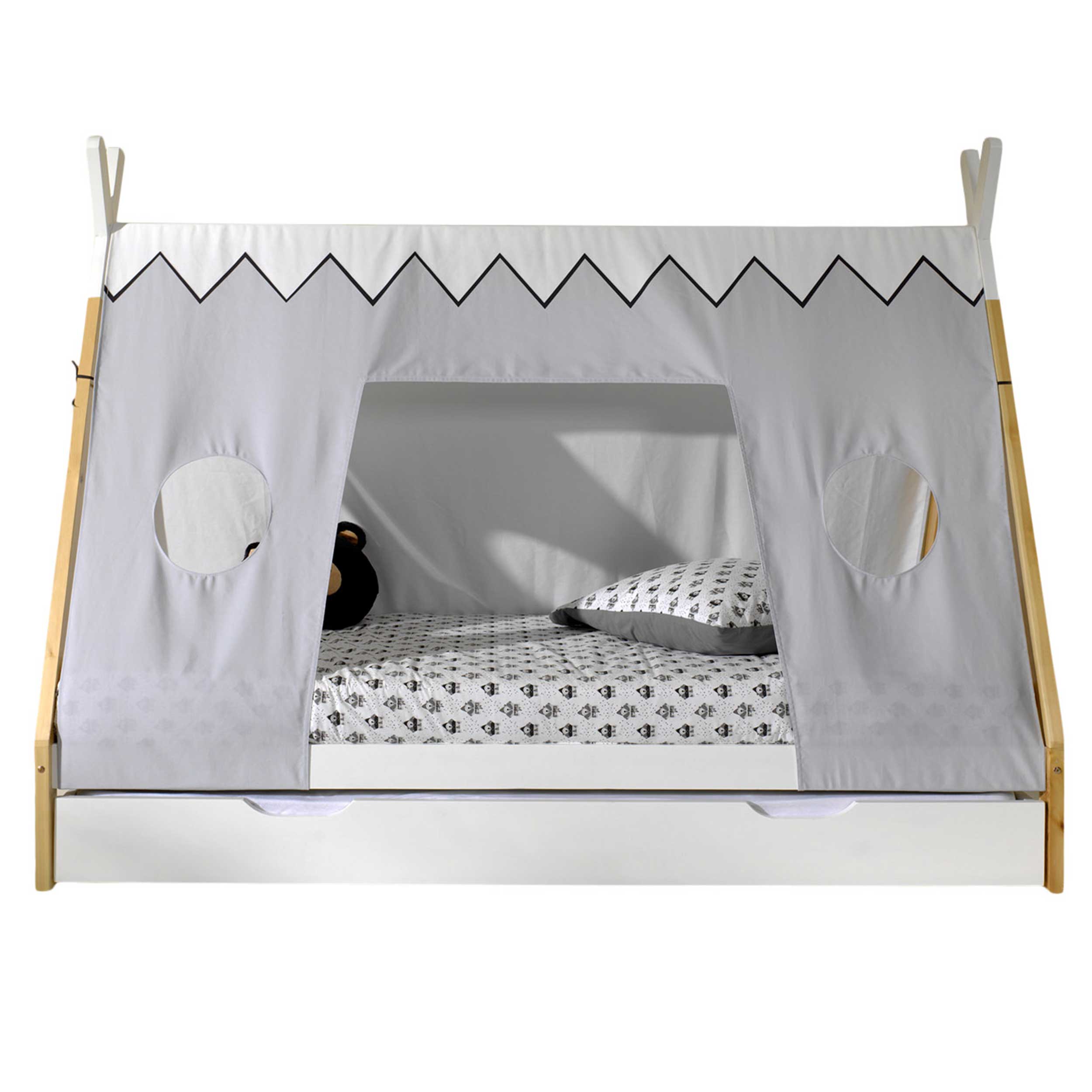 Lit Tipi 90 x 200cm avec tente de lit et tiroir de lit - blanc - Image 8