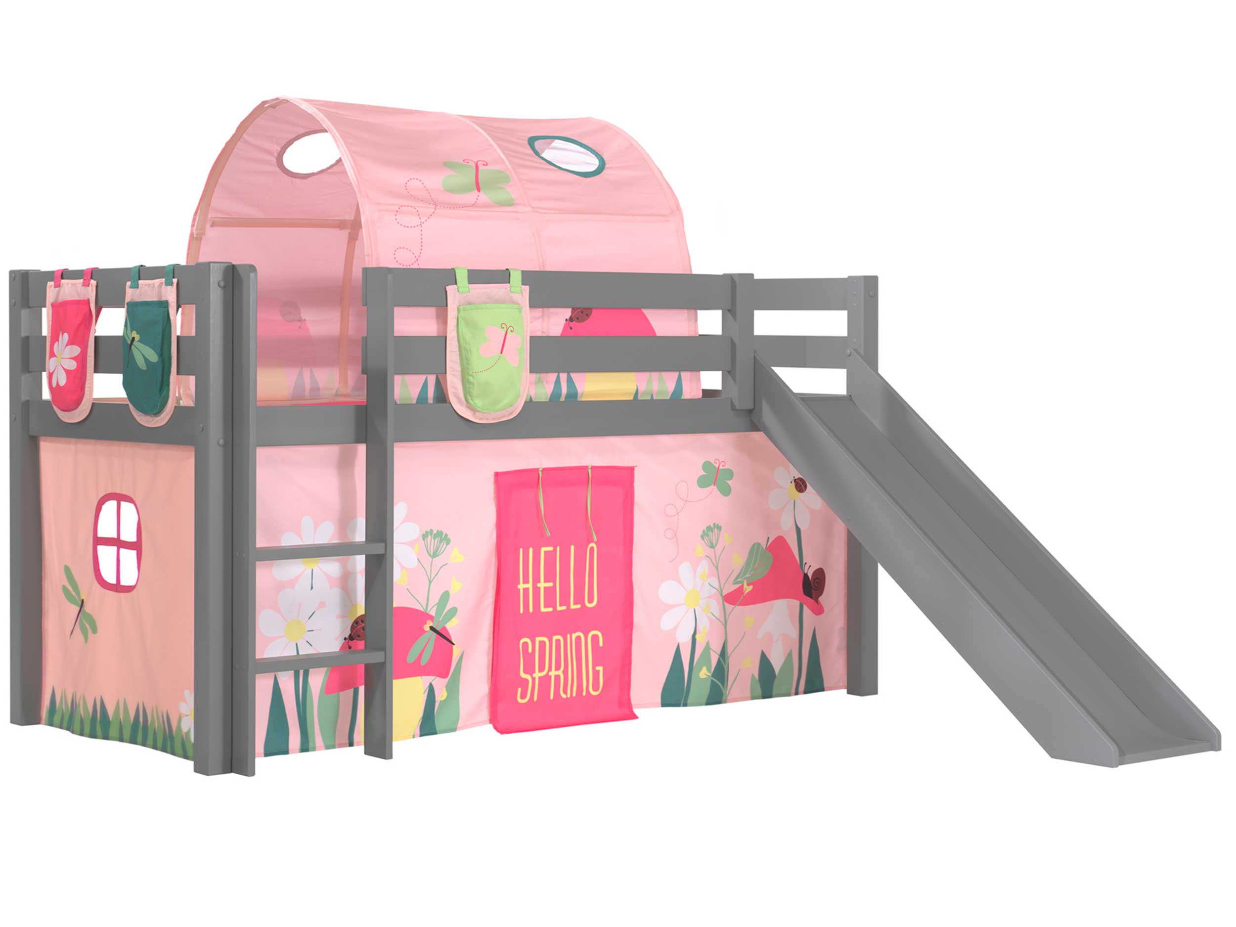 Lit toboggan Astrid avec tente et tunnel de lit et sacs de rangement Spring - gris - Image 7
