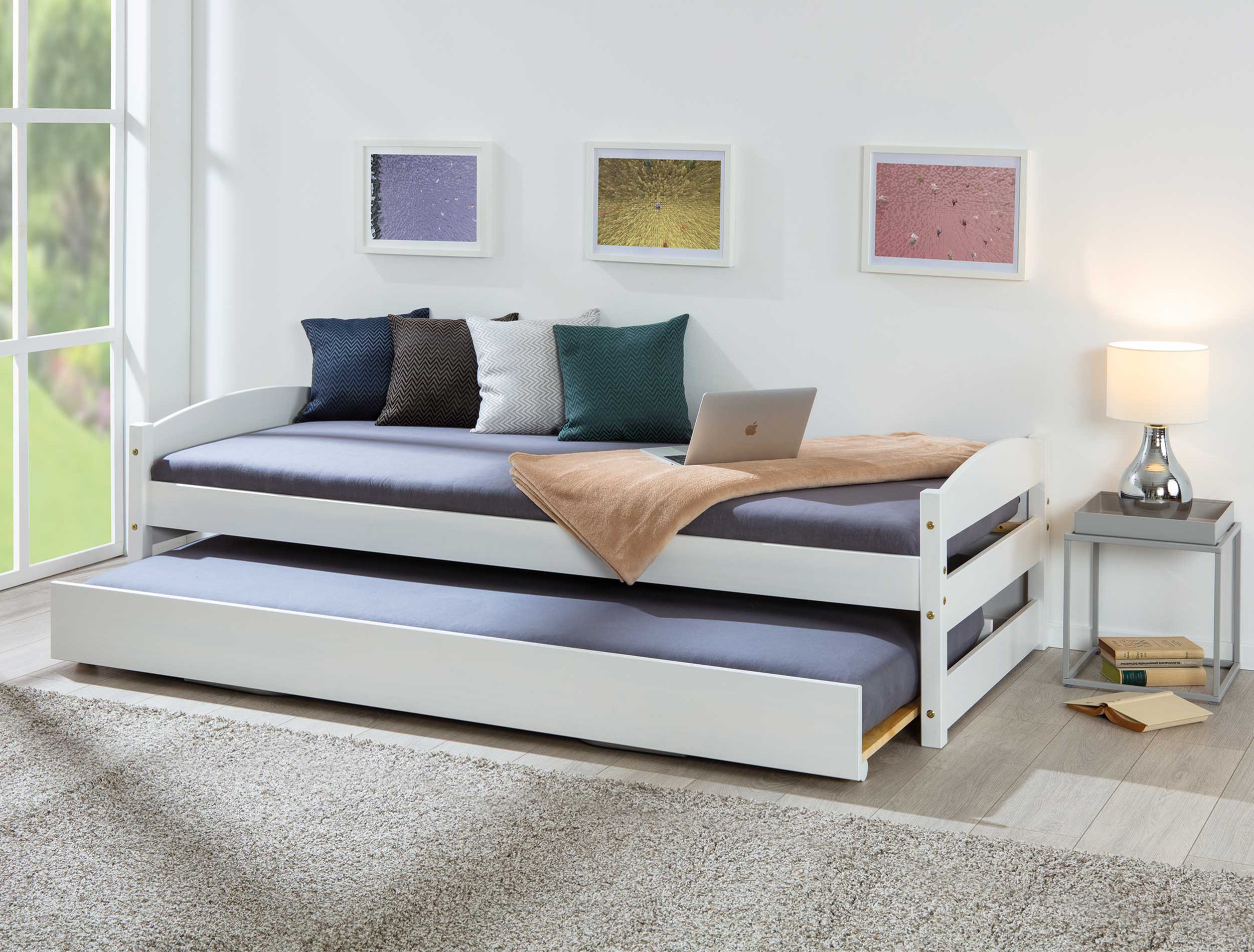 Lit Vindas 90x200 avec lit d'appoint réglable en hauteur - blanc - Image 12