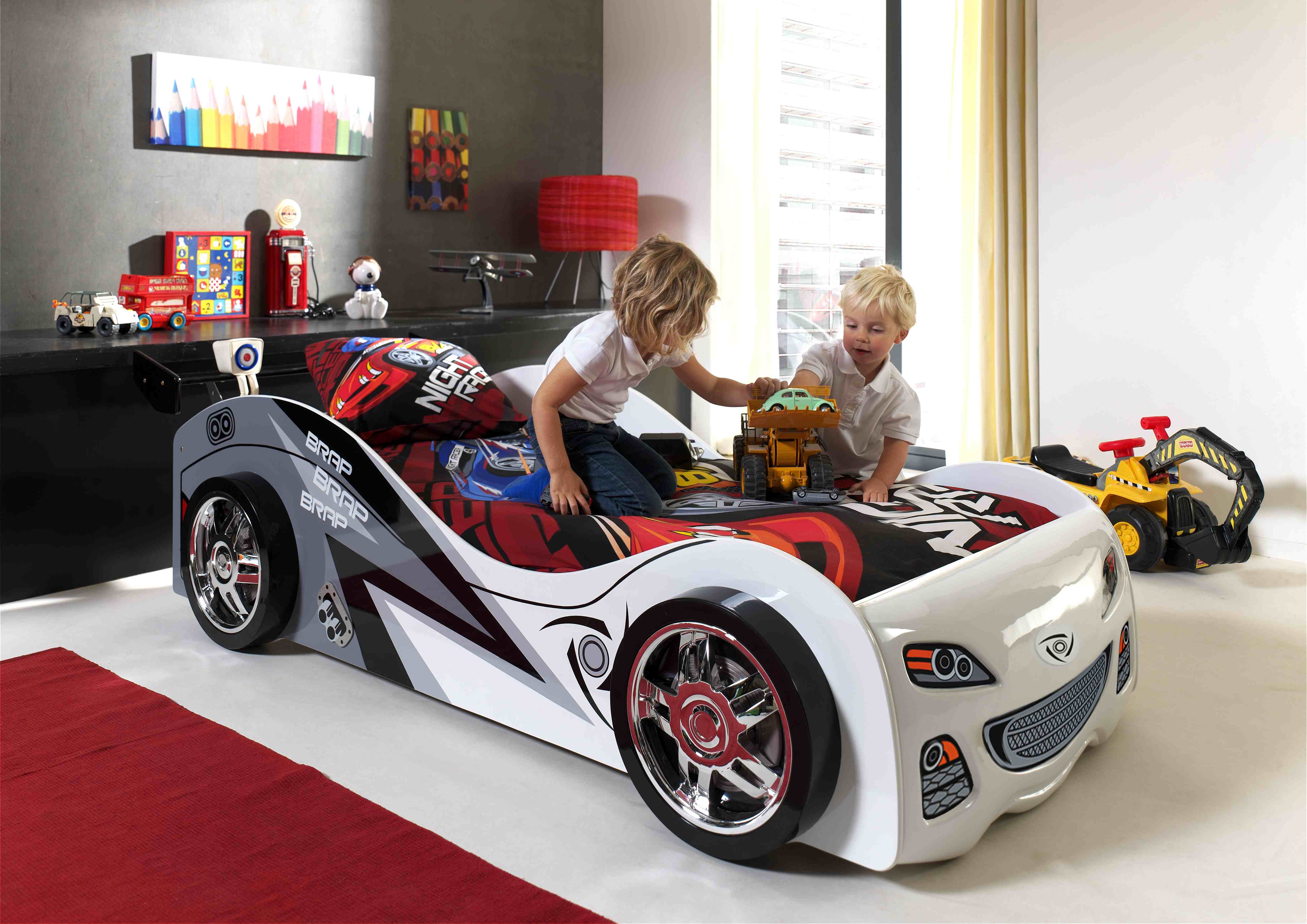 Lit voiture Brap Brap 90x200cm - blanc - Image 4