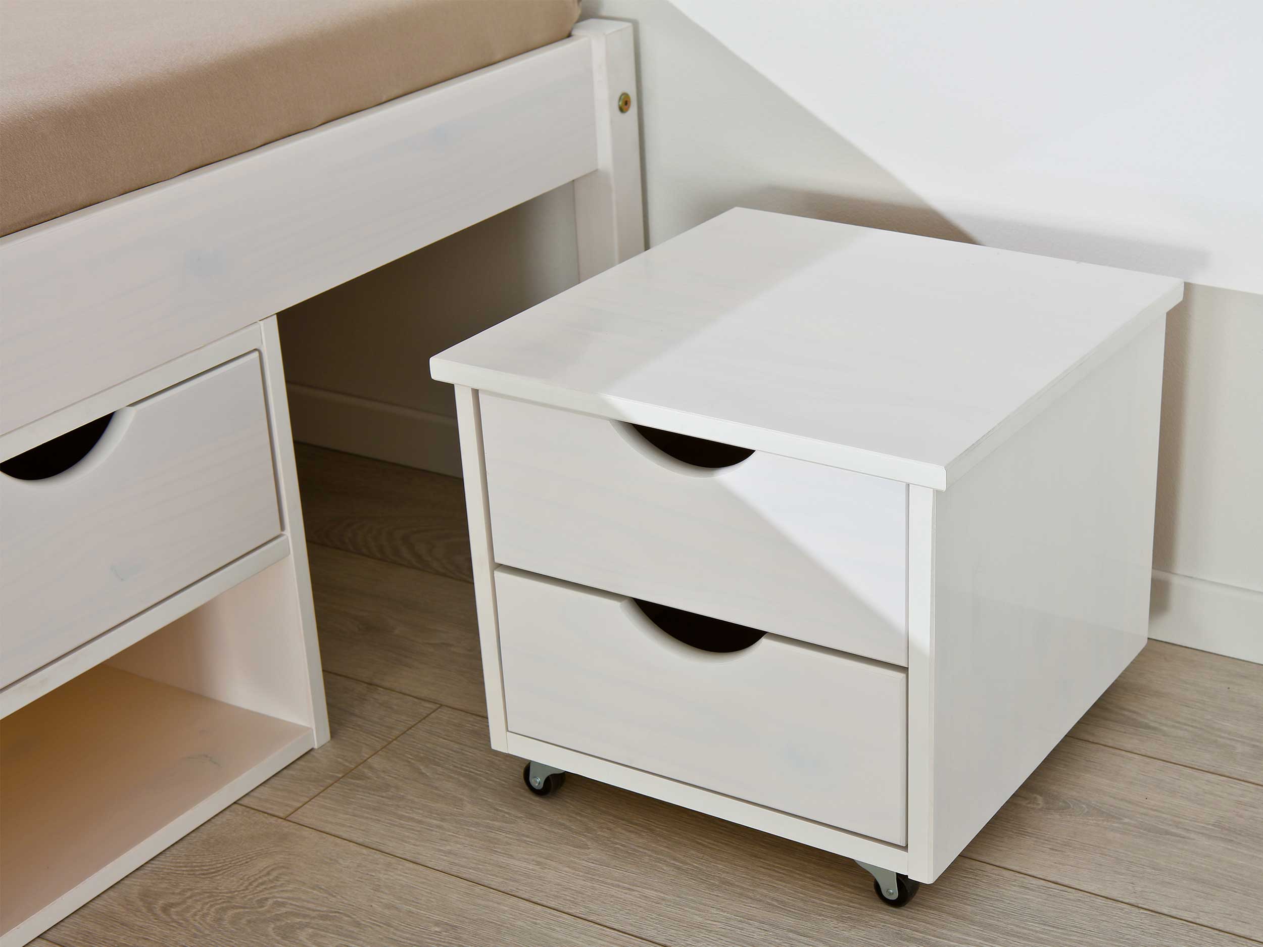 Lit Xavier 140x200cm avec espace de rangement - white wash - Image 9