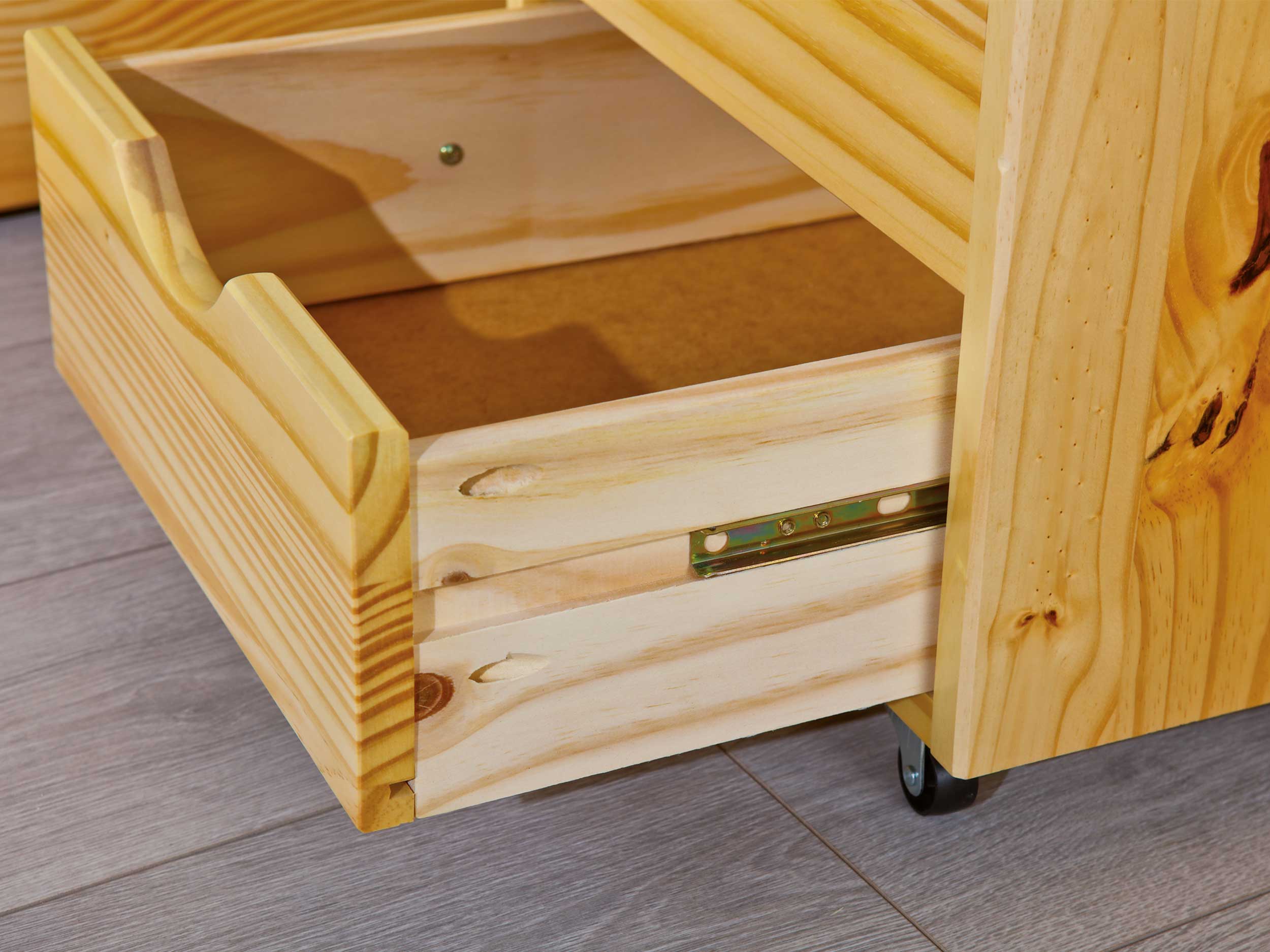 Lit Xavier 140x200cm avec rangement - bois pin - Image 11