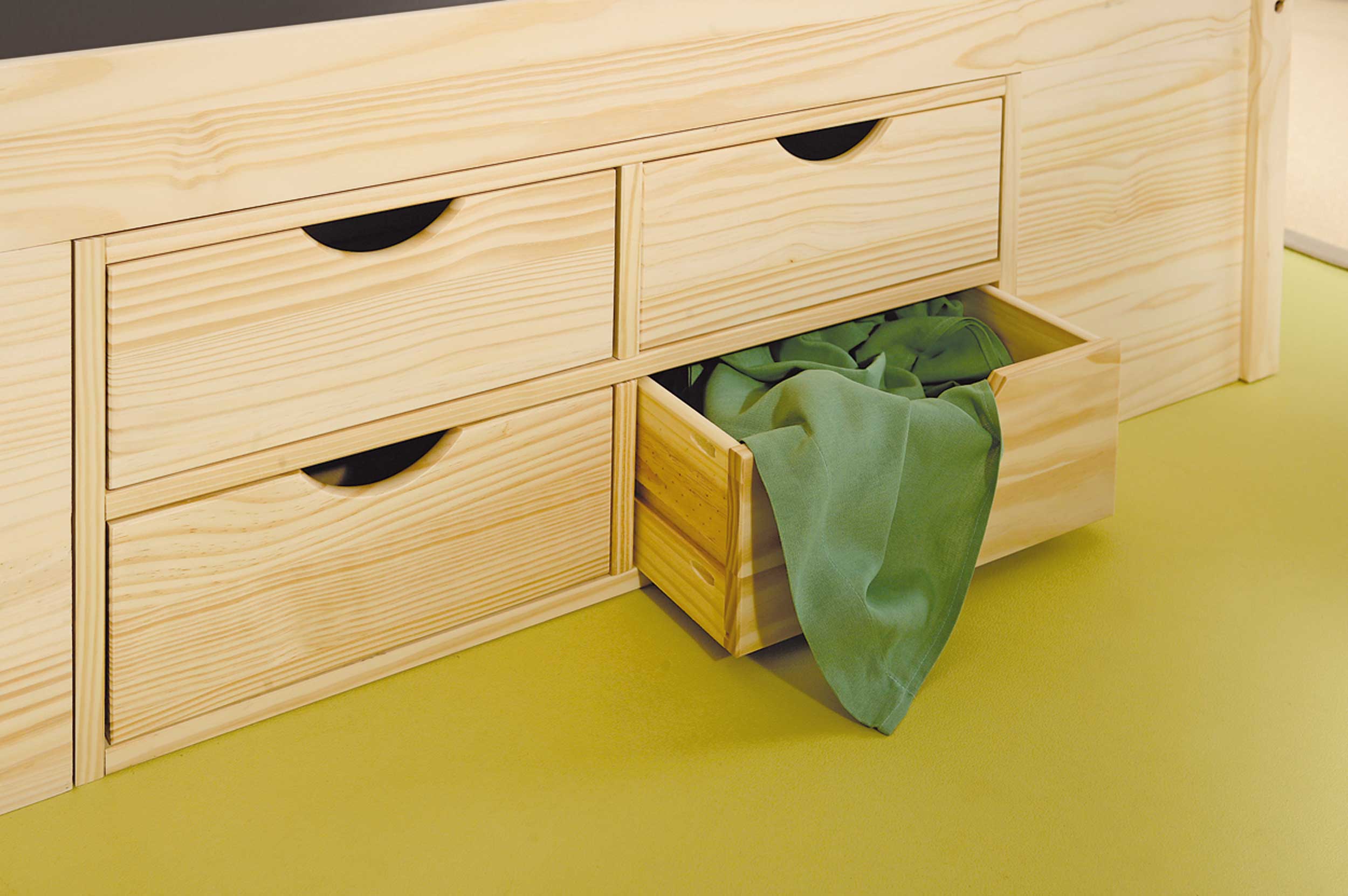 Lit Xavier 180x200cm avec rangement - bois pin - Image 5