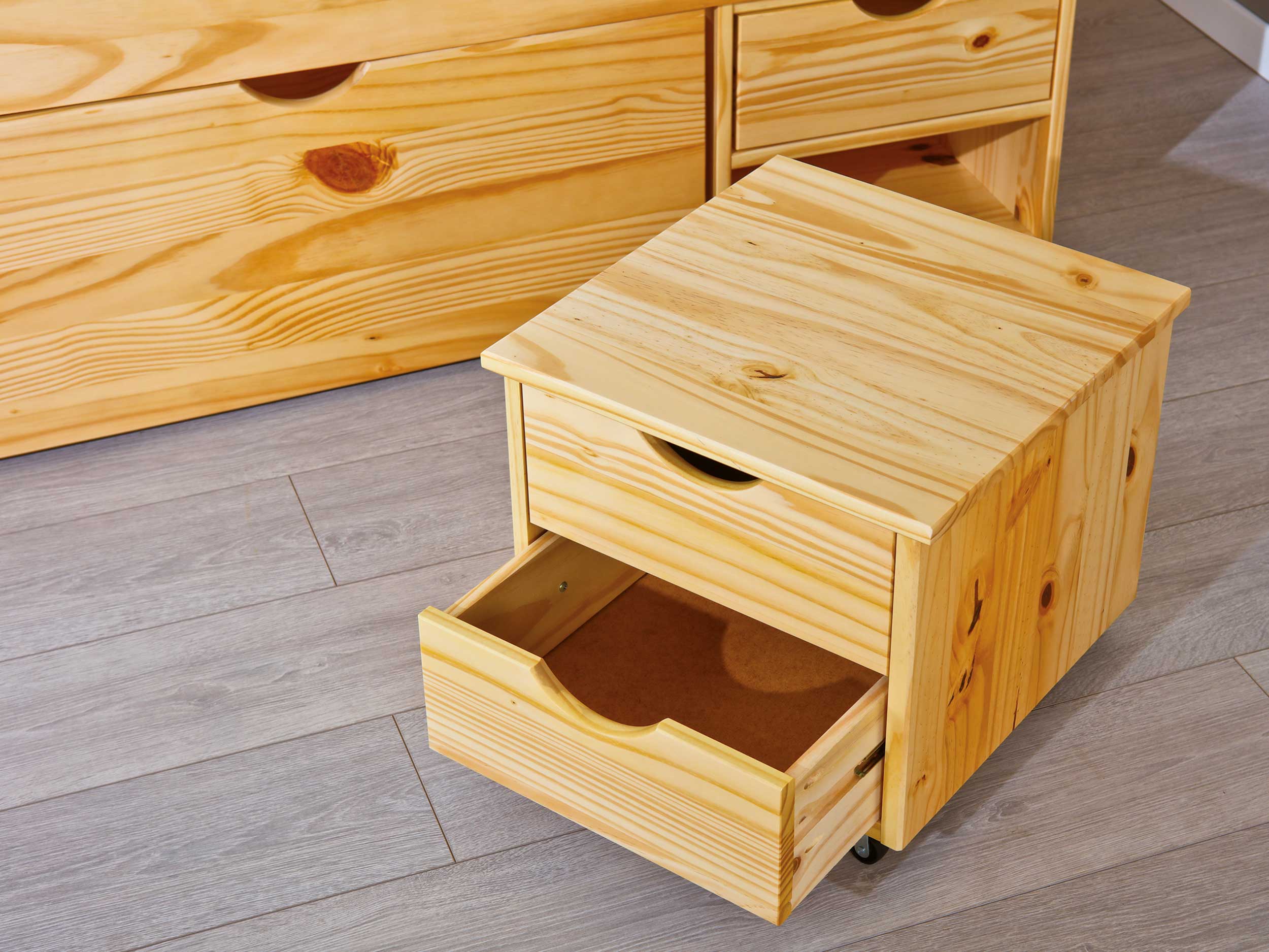 Lit Xavier 180x200cm avec rangement - bois pin - Image 10