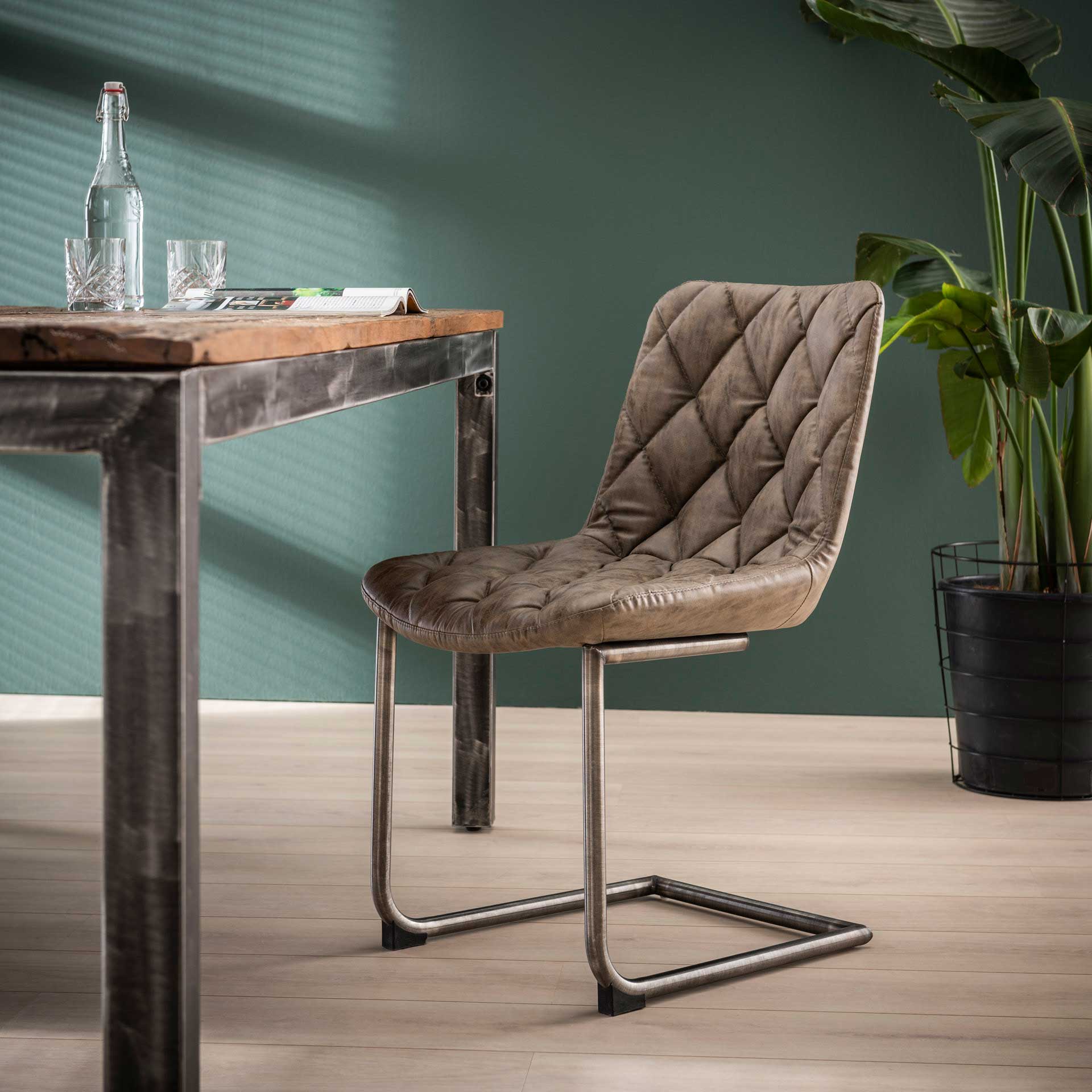 Lot de 2 chaises cantilever Guido - taupe