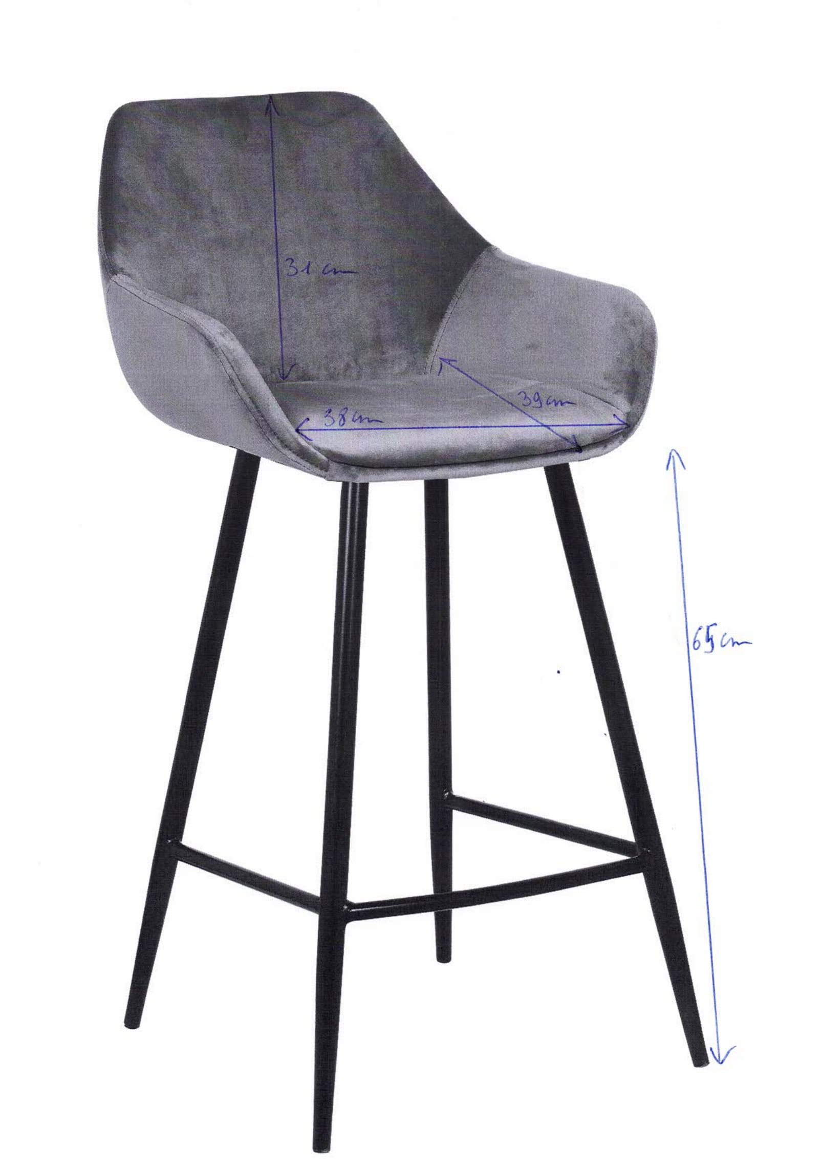 Lot de 2 chaises de bar Amman 65cm - gris - Image 2