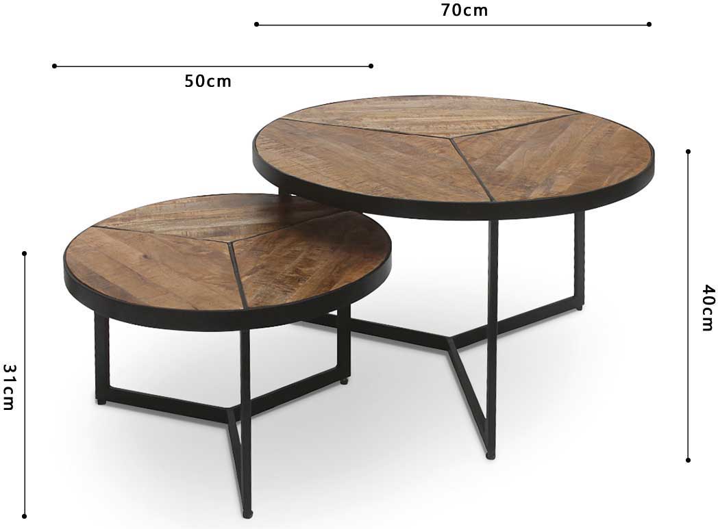 Lot de 2 tables basses Arya - bois de mango - Image 3