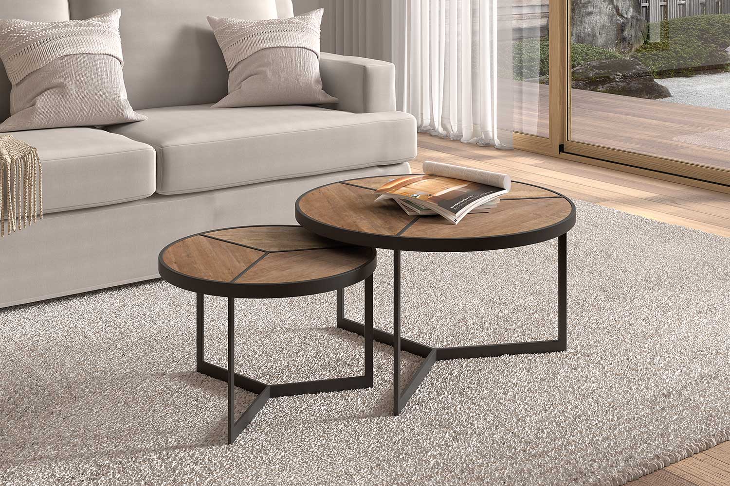 Lot de 2 tables basses Arya - bois de mango - Image 6