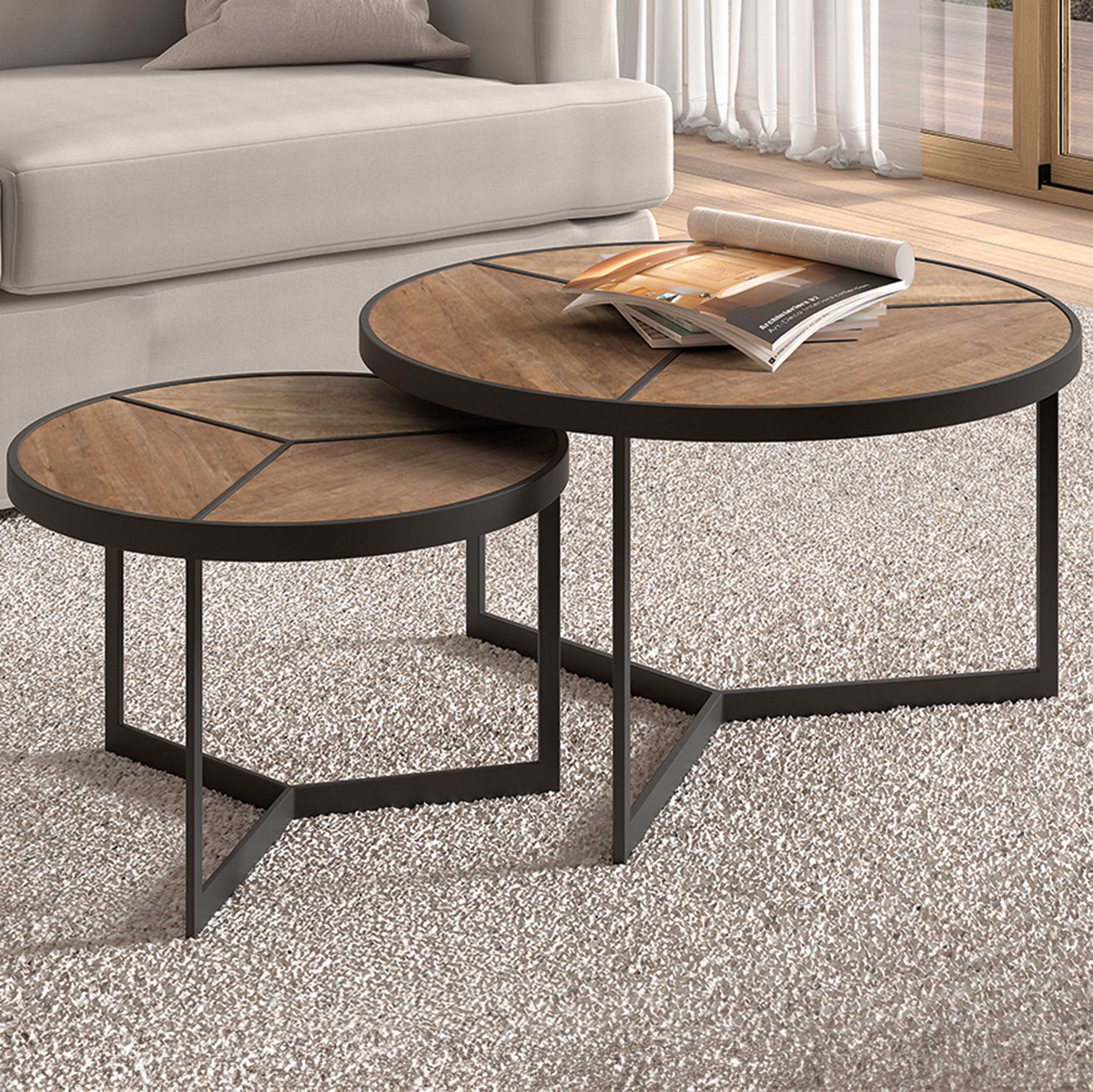 Lot de 2 tables basses Arya - bois de mango