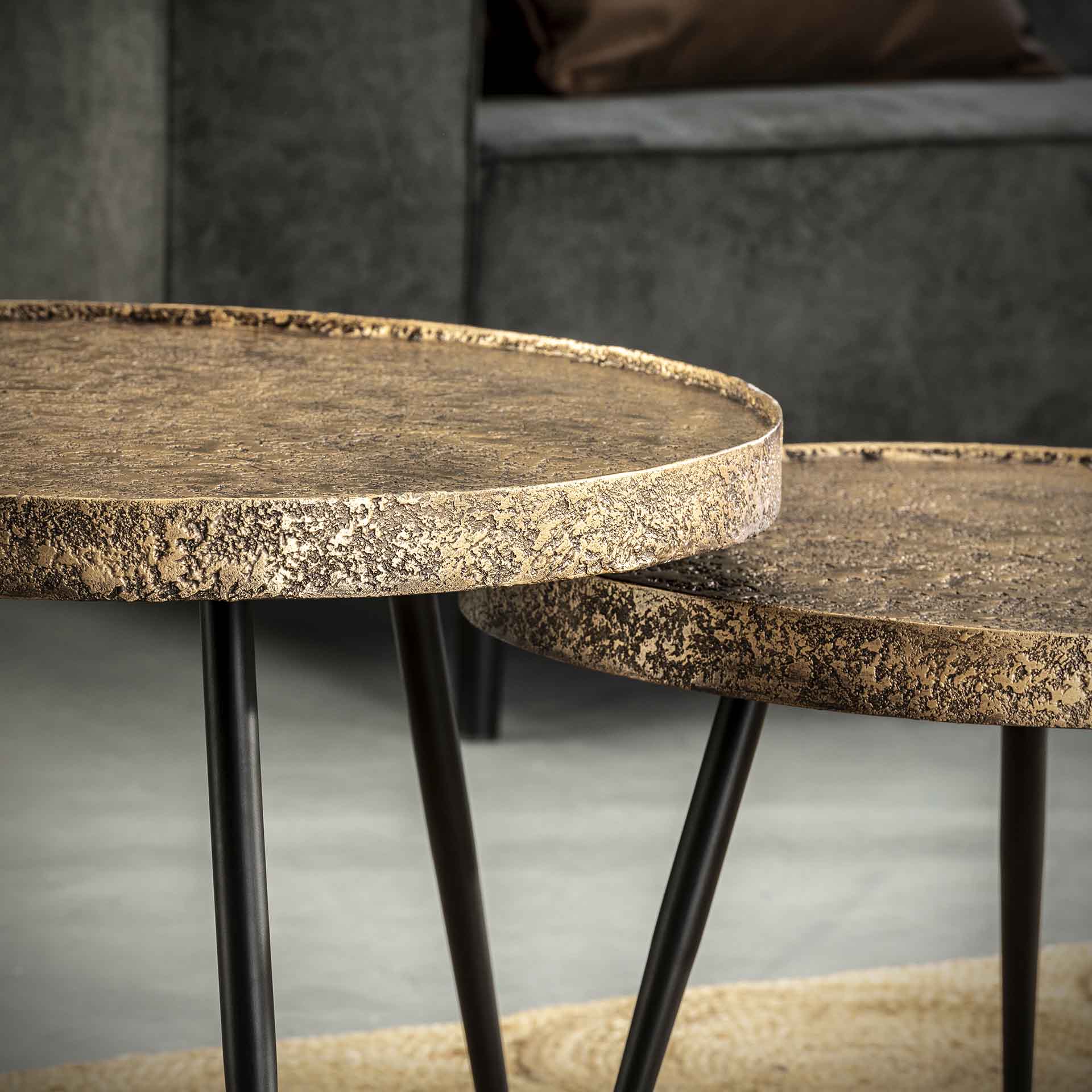 Lot de 2 tables basses rondes Pomi - bronze antique - Image 2