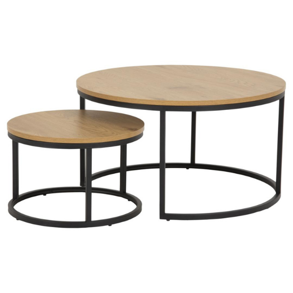 Lot de 2 tables basses Spiro - décor chêne / noir - Image 10