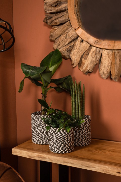 Lot de 3 paniers Marwa - noir/blanc - raphia/zostère - Image 2