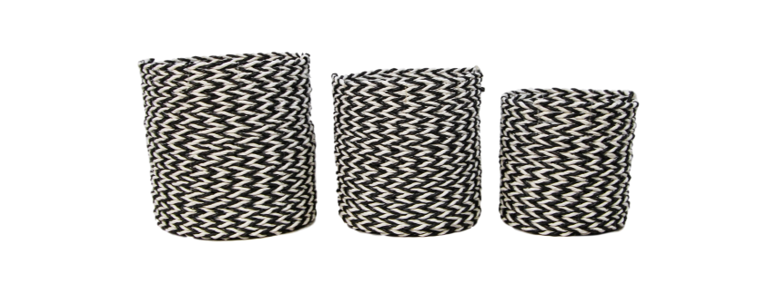 Lot de 3 paniers Marwa - noir/blanc - raphia/zostère - Image 6