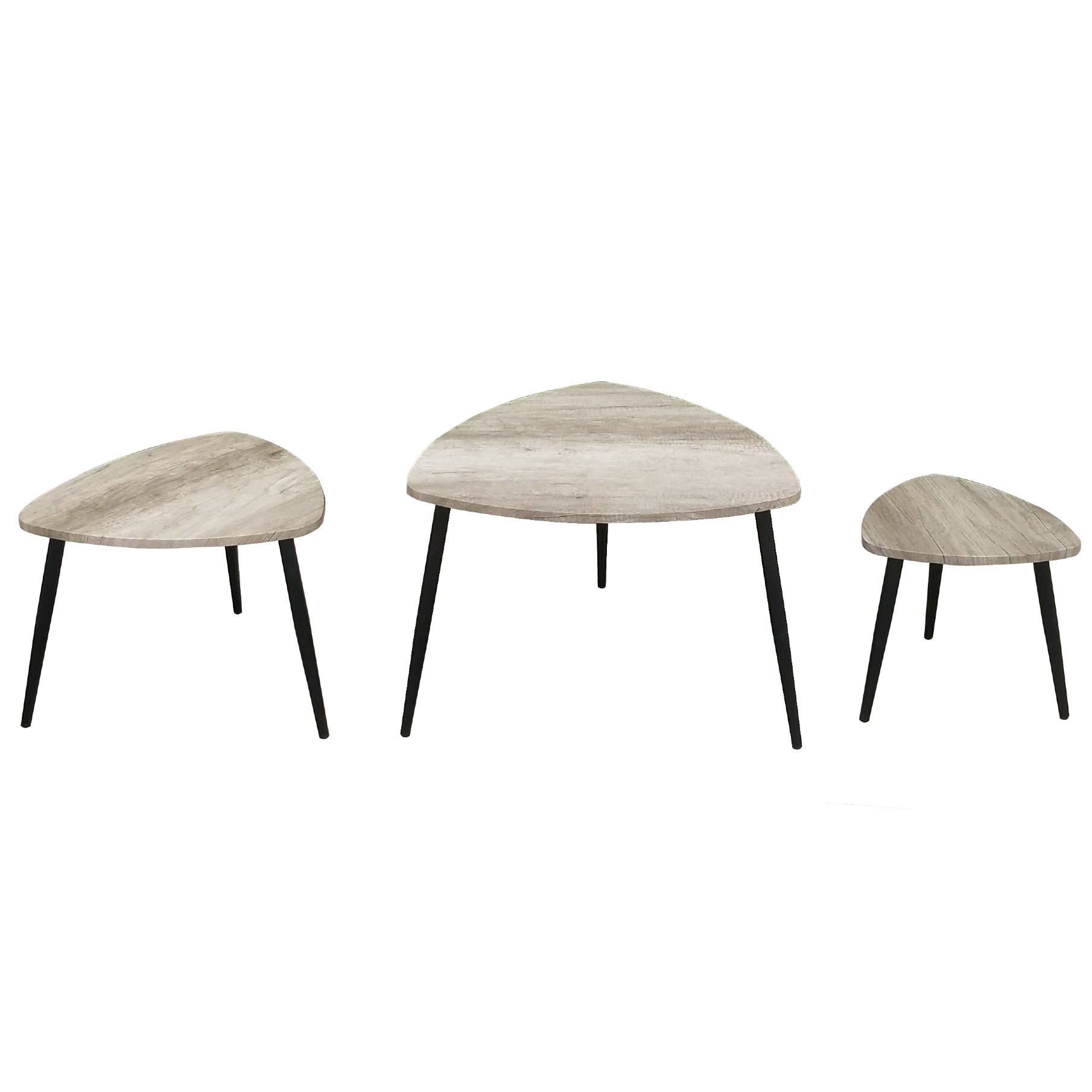Lot de 3 tables basses Mensa - gris/noir