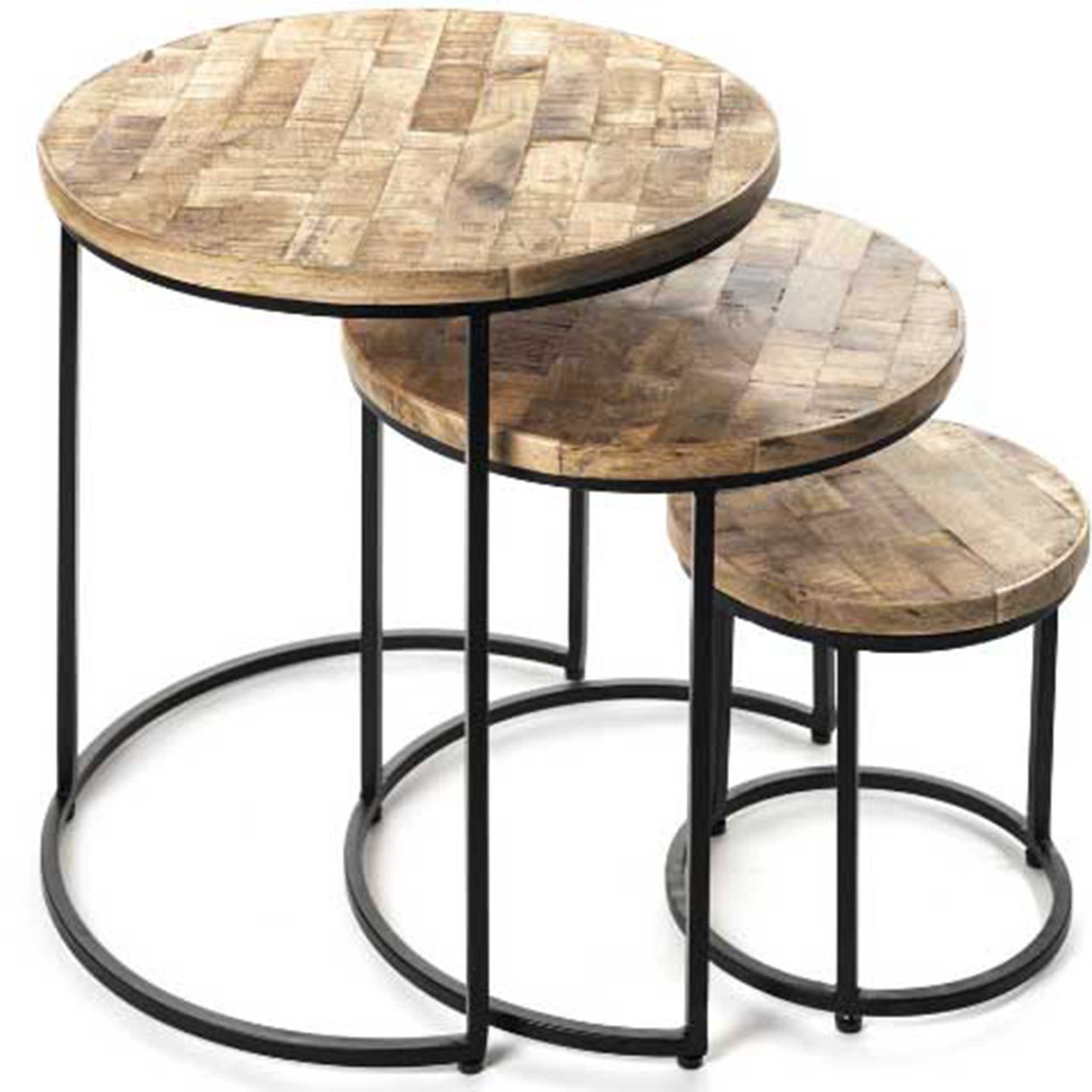 Lot de 3 tables d'appoint Leo - bois/métal - Image 1